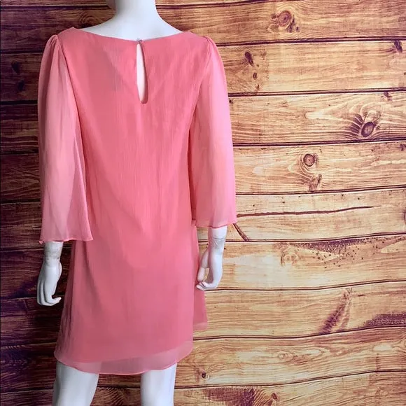 Alice   Olivia Chiffon Coral Pink Flowy Mini Dress