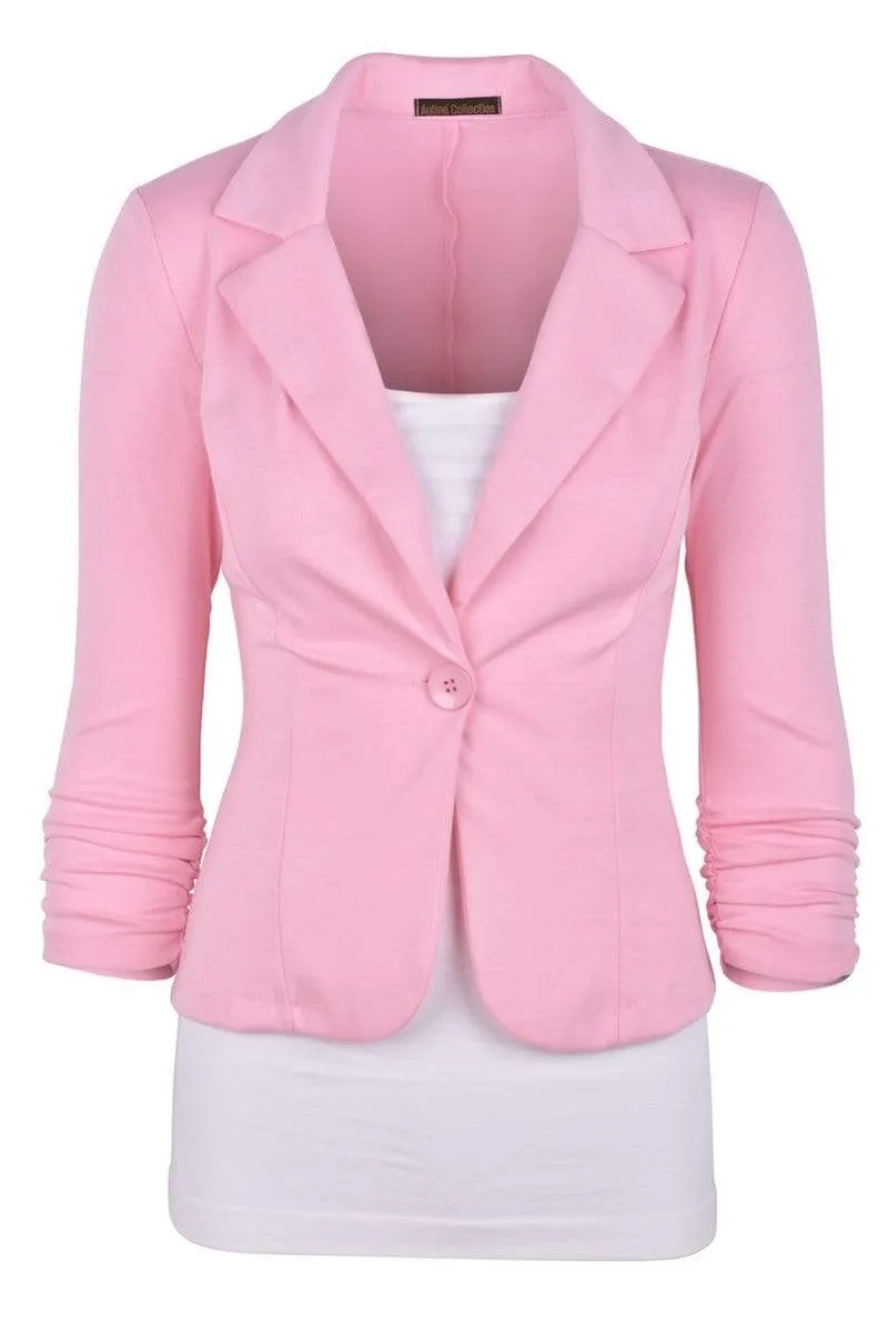 Auliné Collection Women's Casual Work Solid Color Knit Blazer