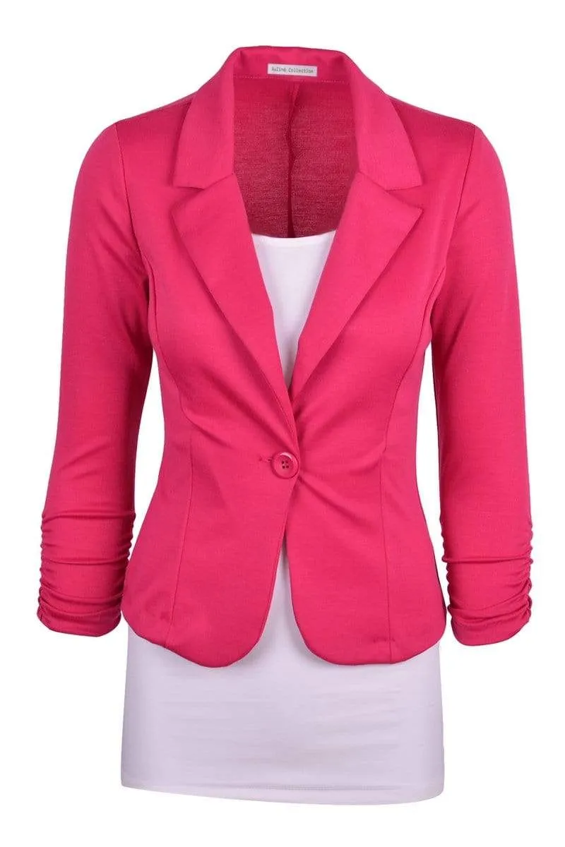 Auliné Collection Women's Casual Work Solid Color Knit Blazer