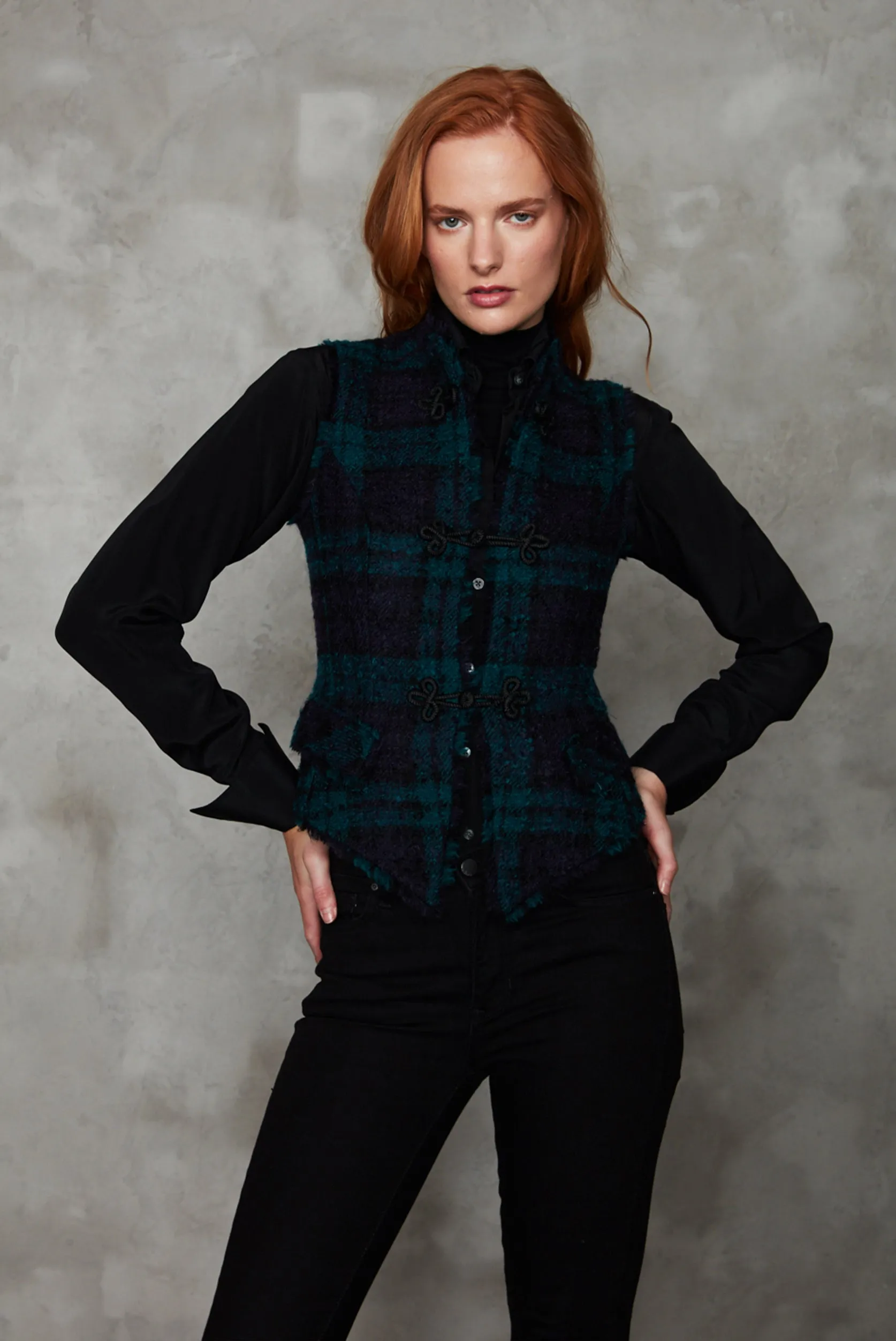 Black Watch Bouclé Tweed Waistcoat - Wendy