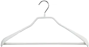 BodyForm Series- Steel Hanger Wide Shoulder Support & Pant Bar, Model 42-LS, White