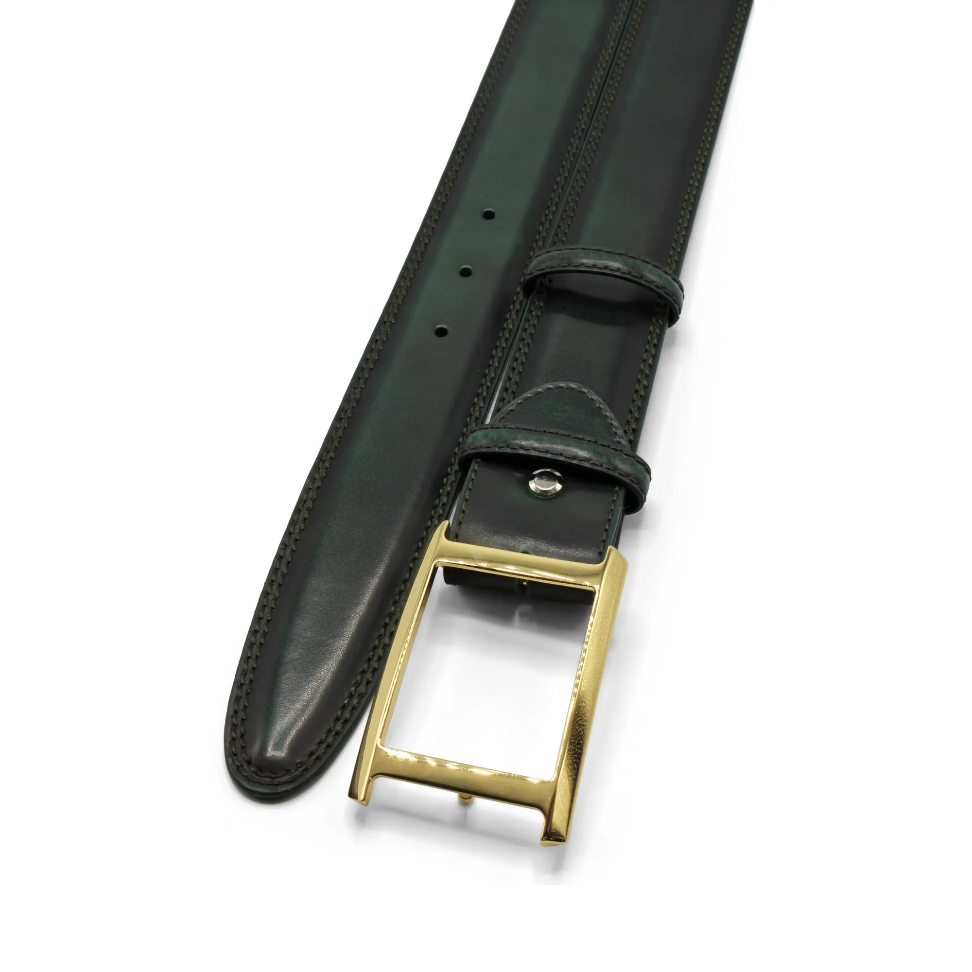 Bogart Welt Bottle Green Hand Burnished Bevel Frame Belt