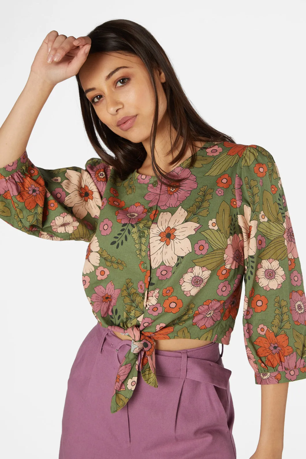 Brandy Floral Tie Blouse