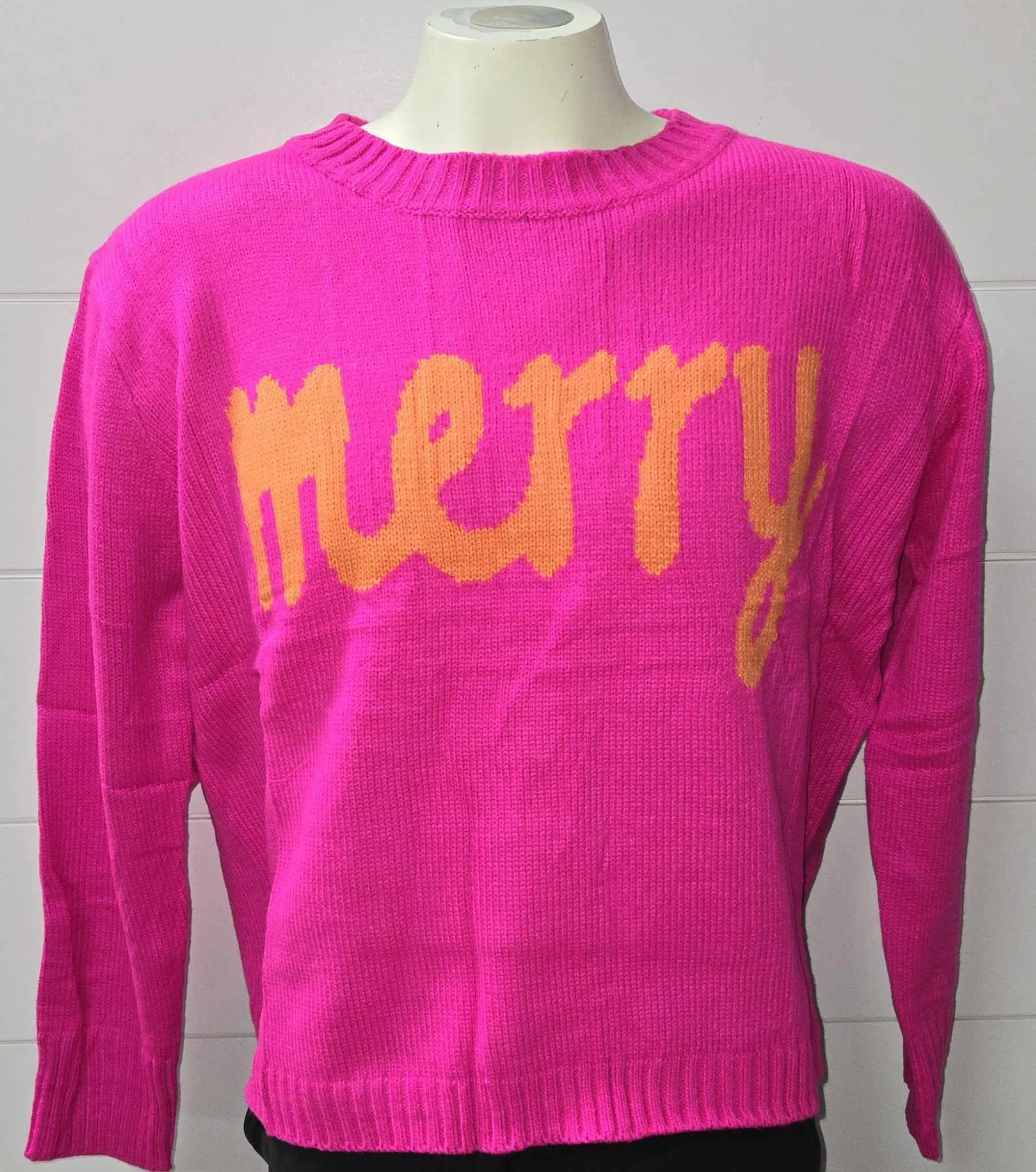 Bright Pink Merry Sweater