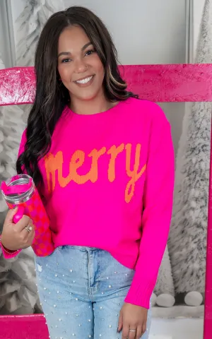 Bright Pink Merry Sweater