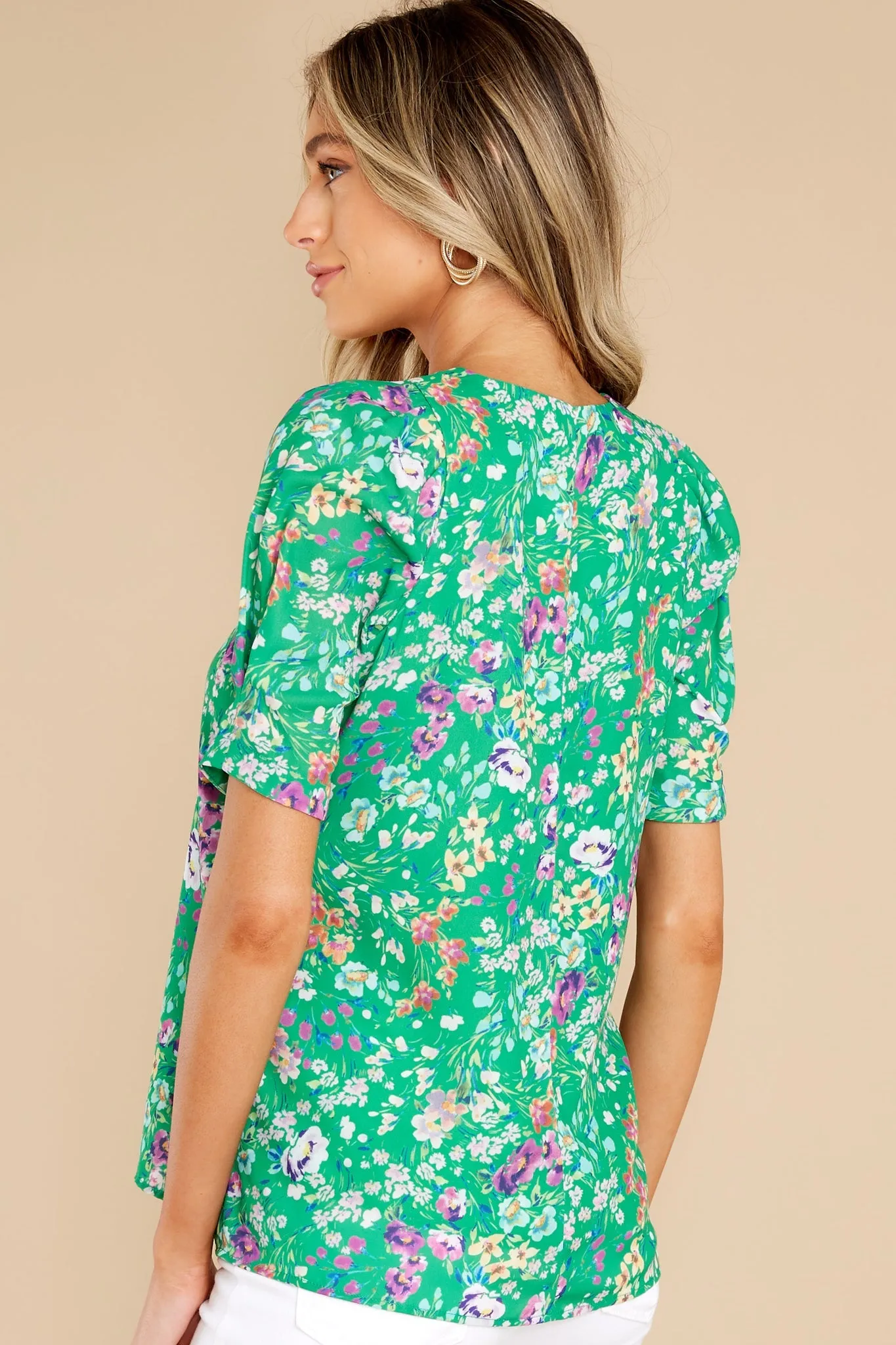 Britton Green Meadow Floral Blouse