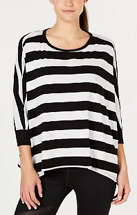 Calvin Klein Rugby-Striped Relaxed Dolman-Sleeve Top