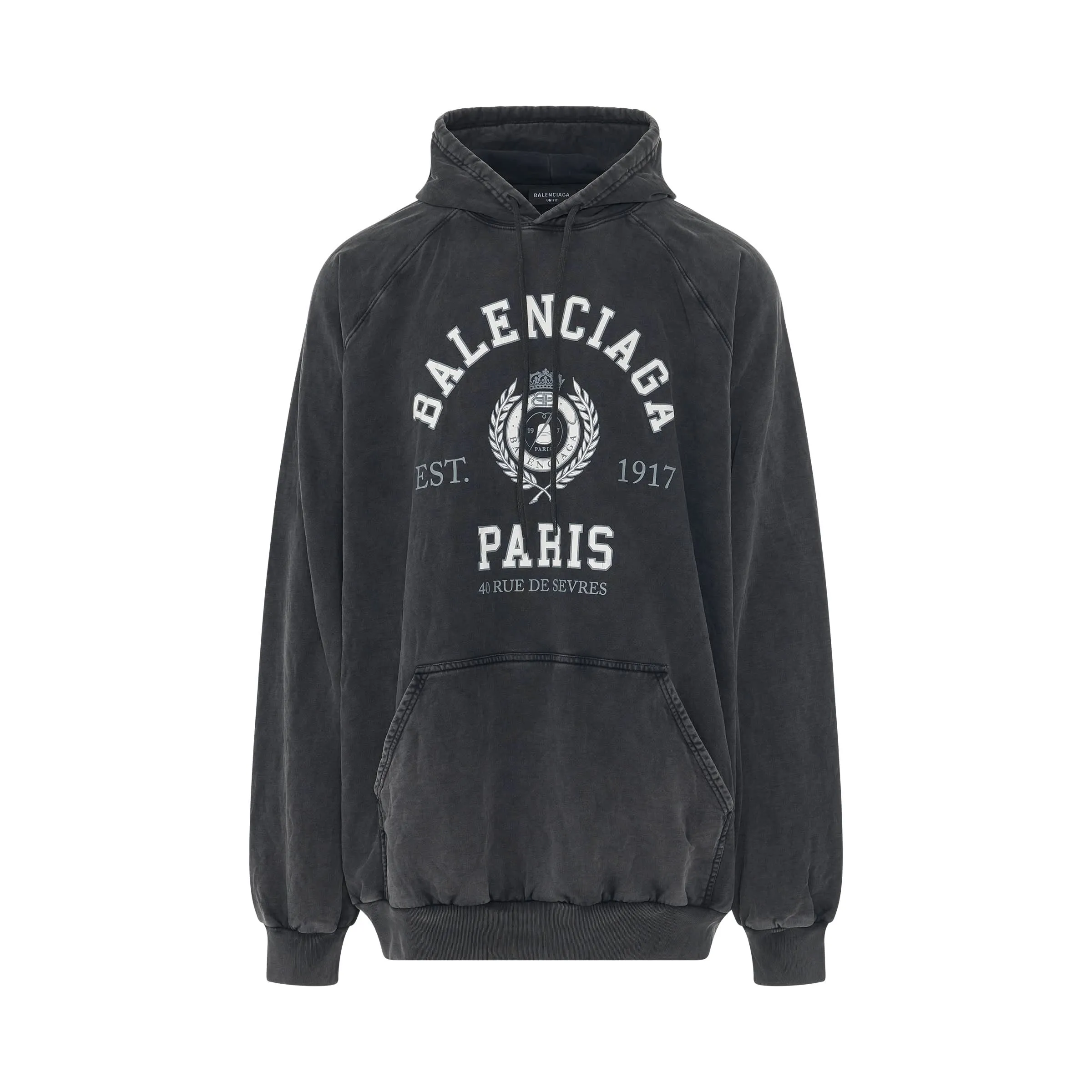 College 1917 Fleece Oversized Hoodie in Black