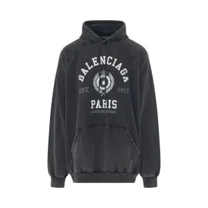 College 1917 Fleece Oversized Hoodie in Black