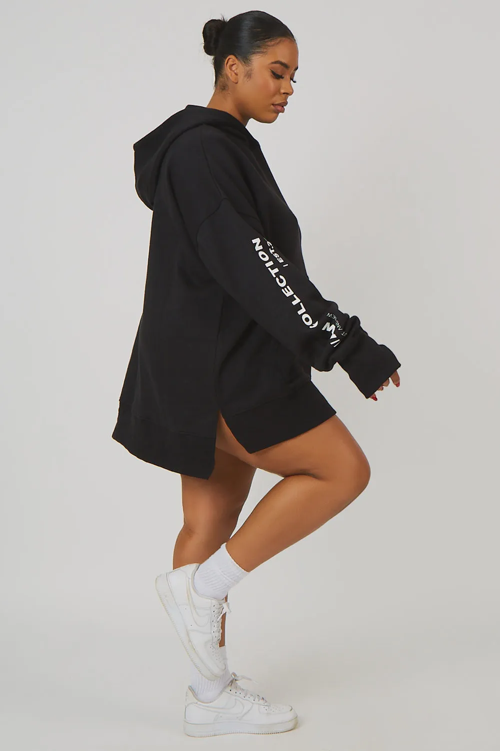 Curve Oversized Text Hoody Black