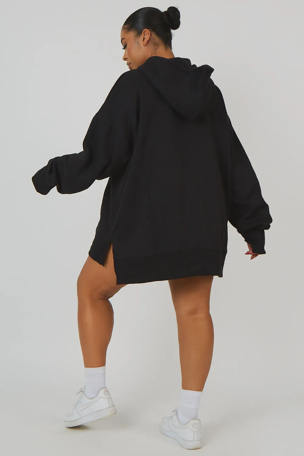 Curve Oversized Text Hoody Black