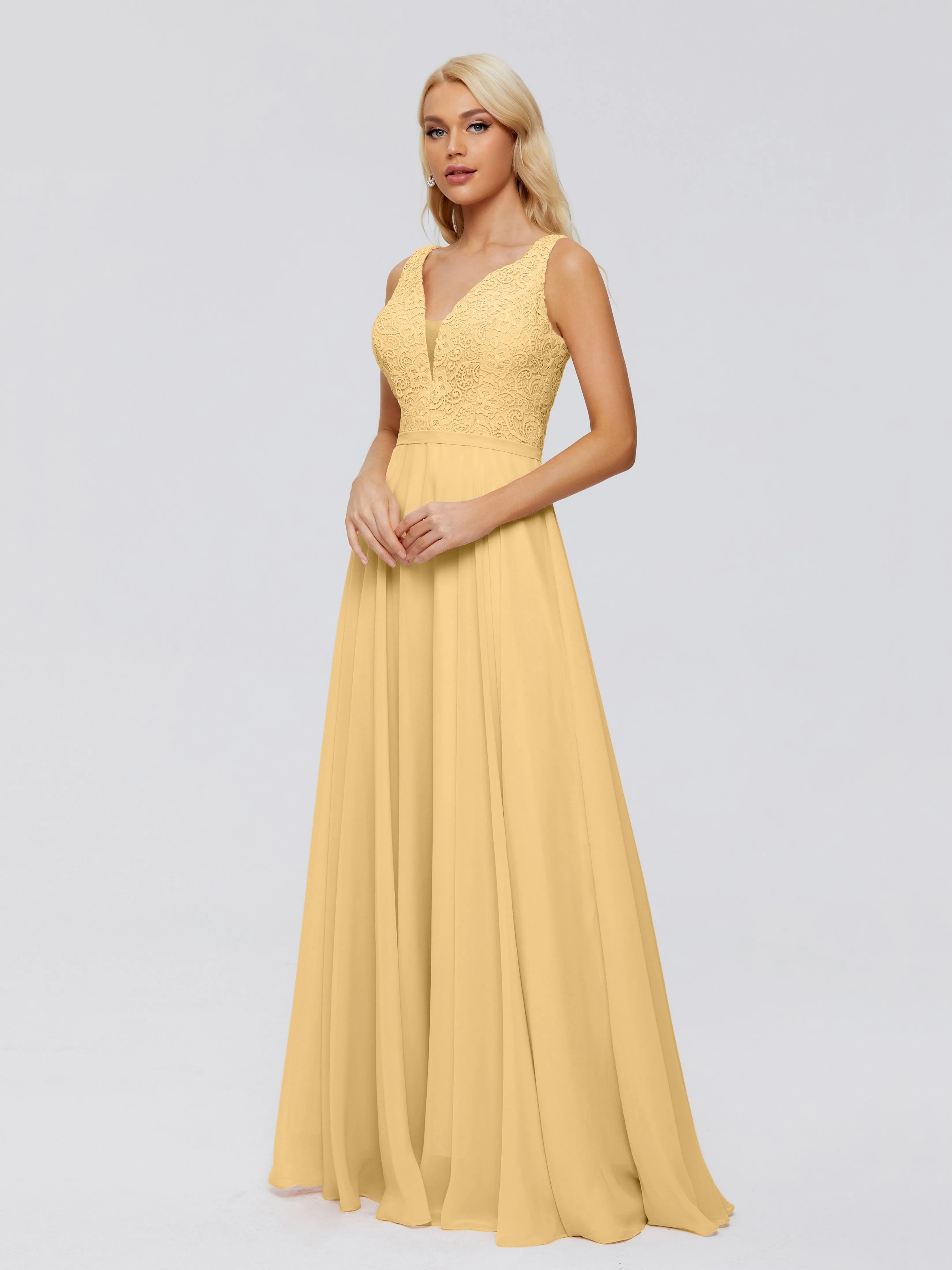 Eliza A-line V Neck Flowy Chiffon Bridesmaid Dresses