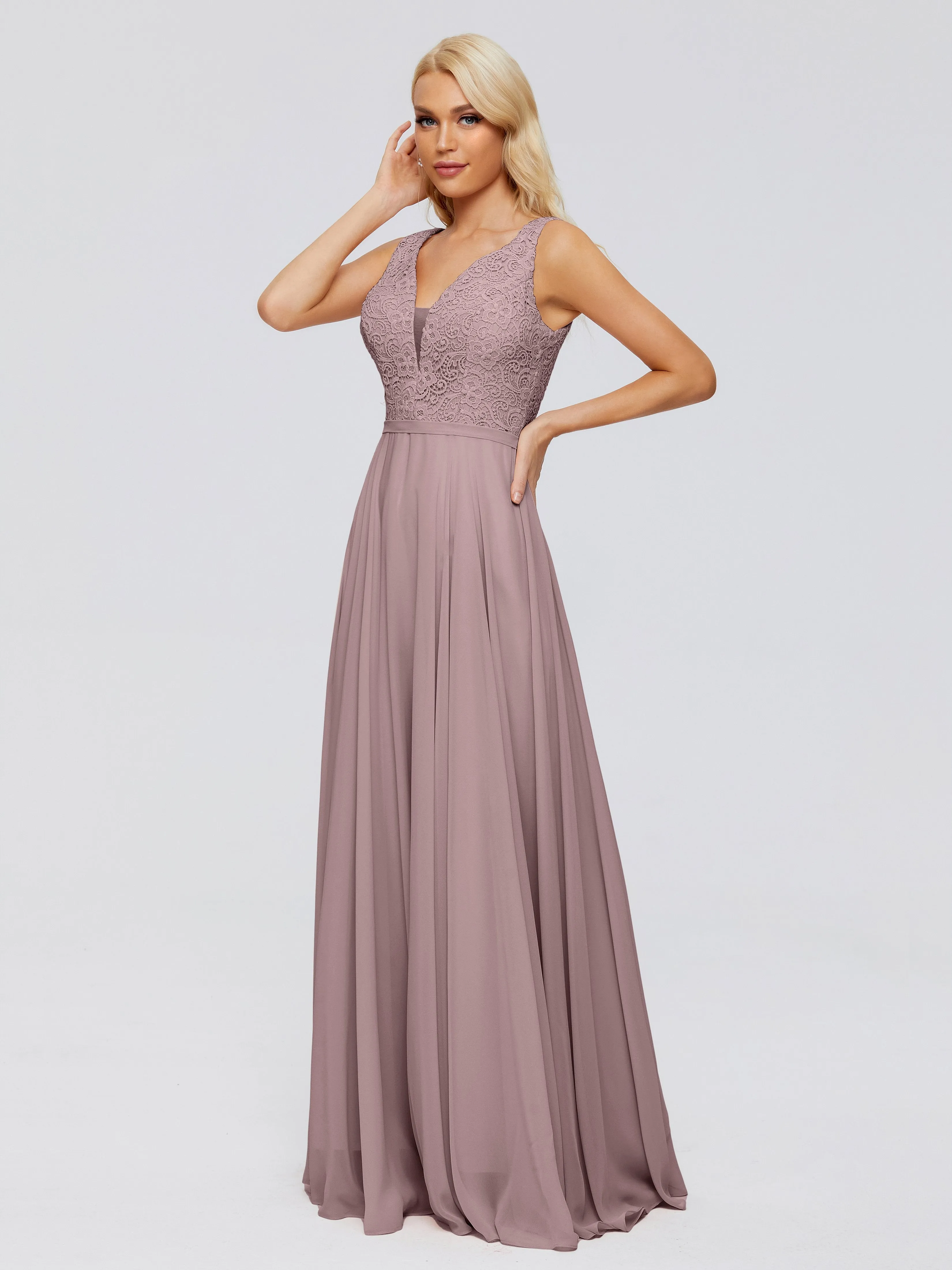 Eliza A-line V Neck Flowy Chiffon Bridesmaid Dresses