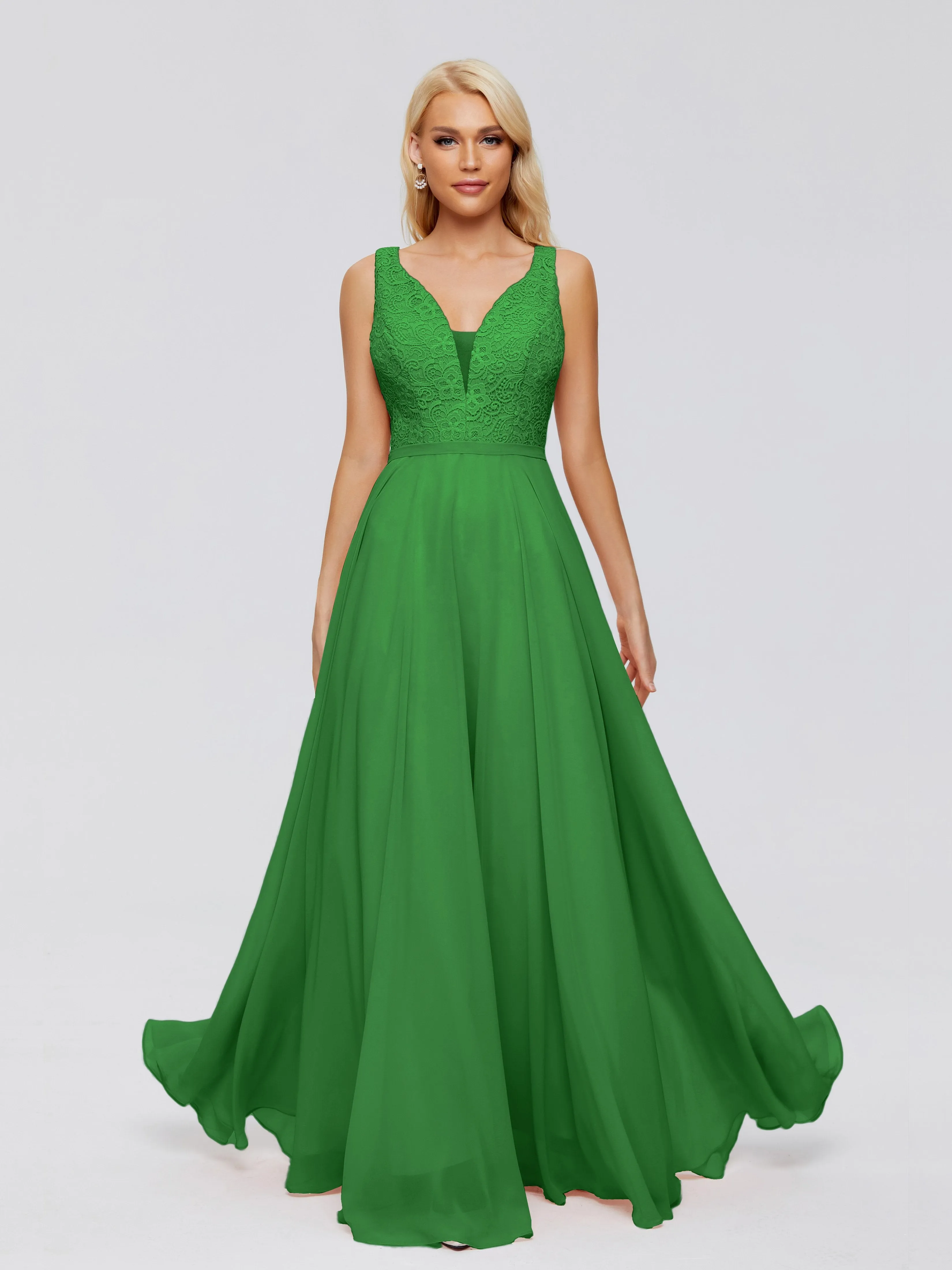 Eliza A-line V Neck Flowy Chiffon Bridesmaid Dresses