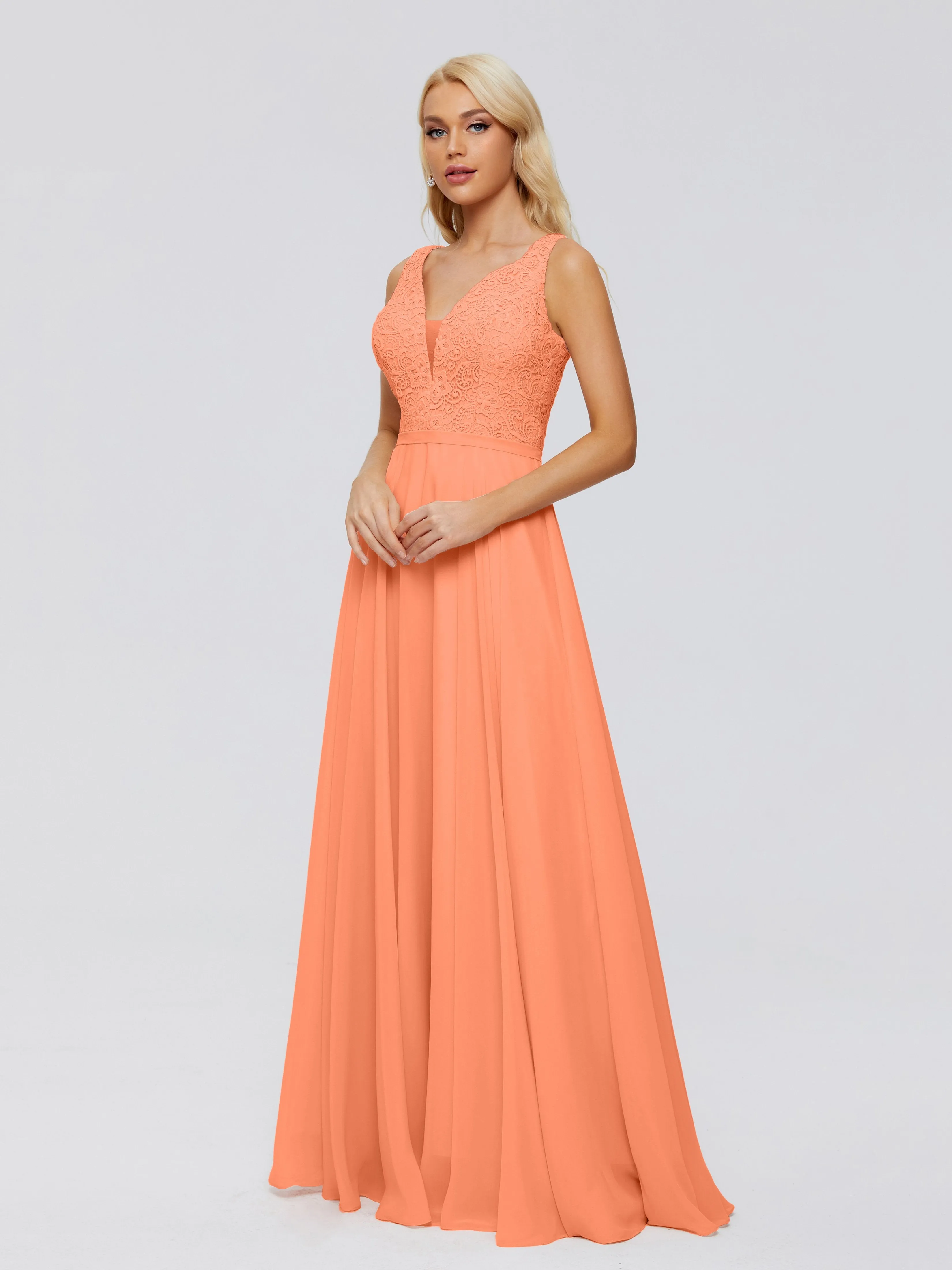 Eliza A-line V Neck Flowy Chiffon Bridesmaid Dresses