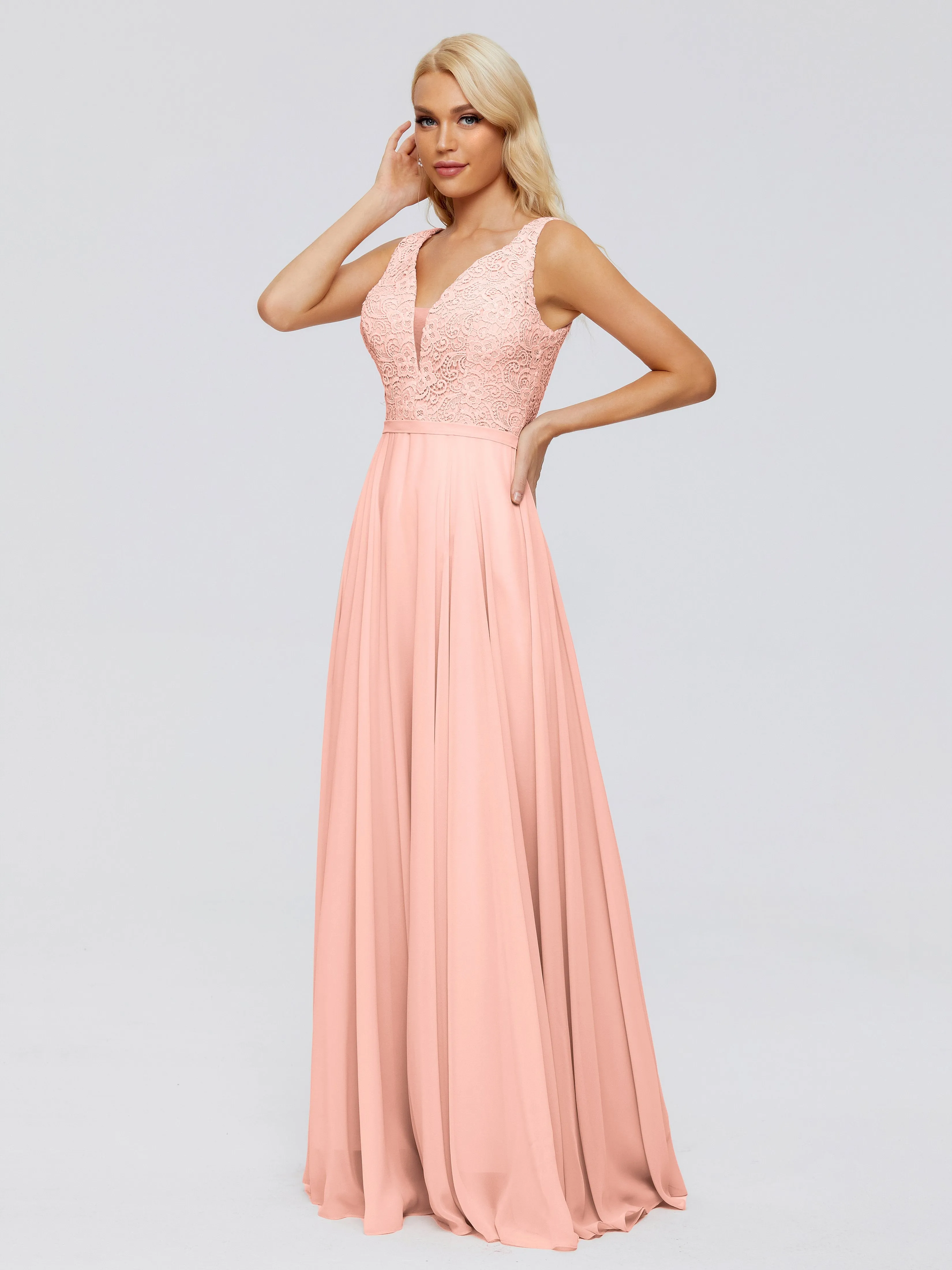 Eliza A-line V Neck Flowy Chiffon Bridesmaid Dresses