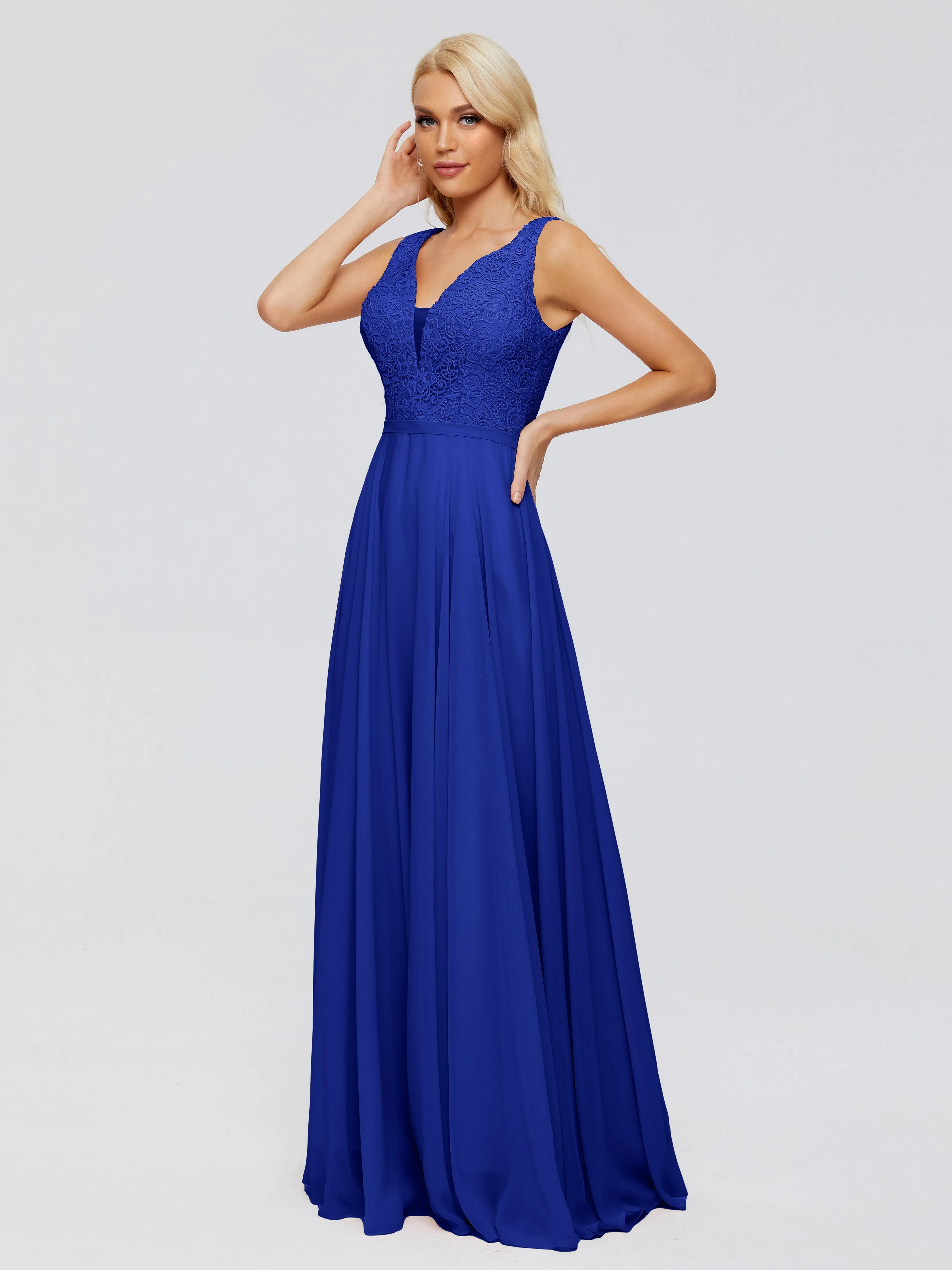 Eliza A-line V Neck Flowy Chiffon Bridesmaid Dresses