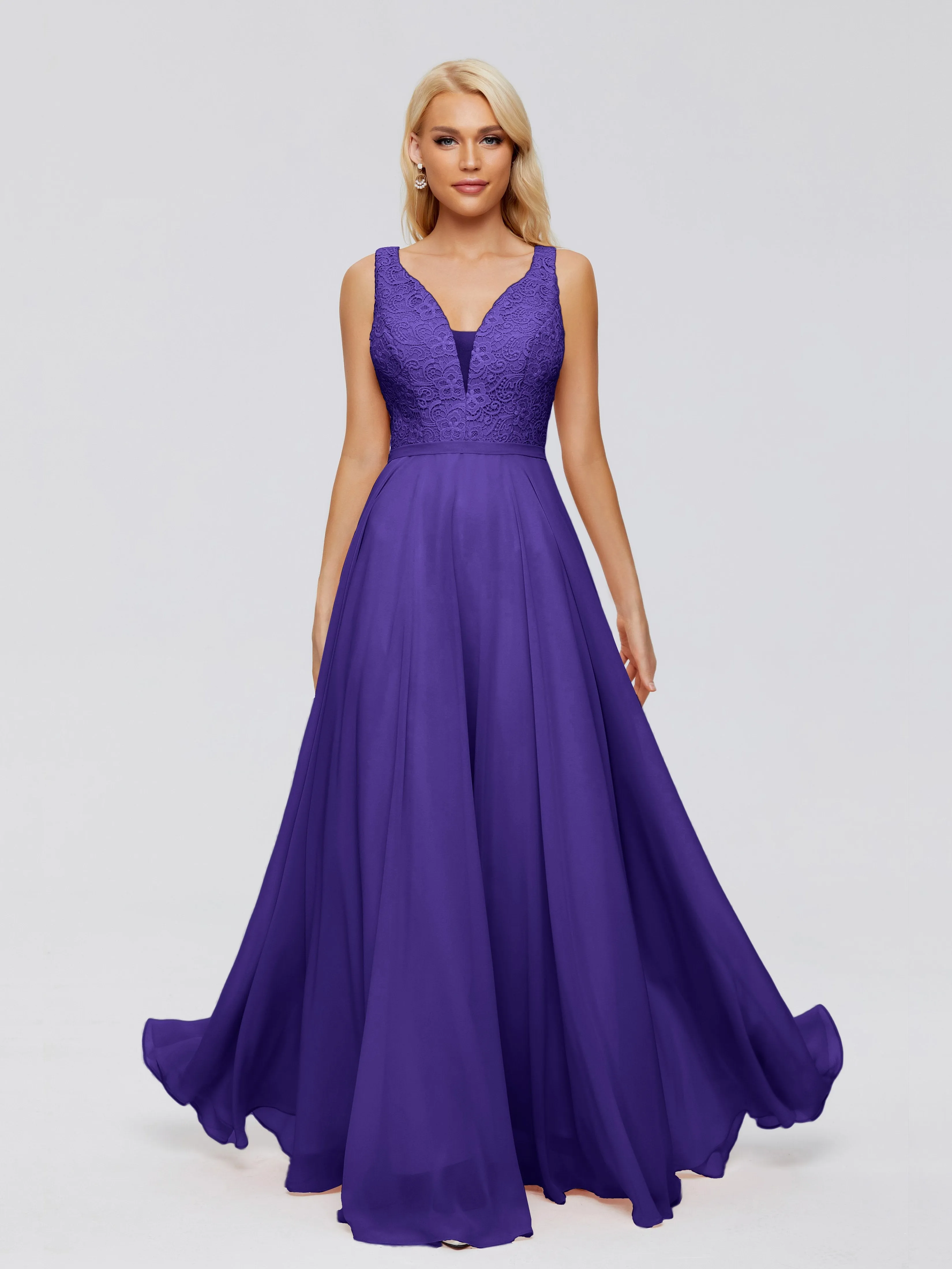 Eliza A-line V Neck Flowy Chiffon Bridesmaid Dresses