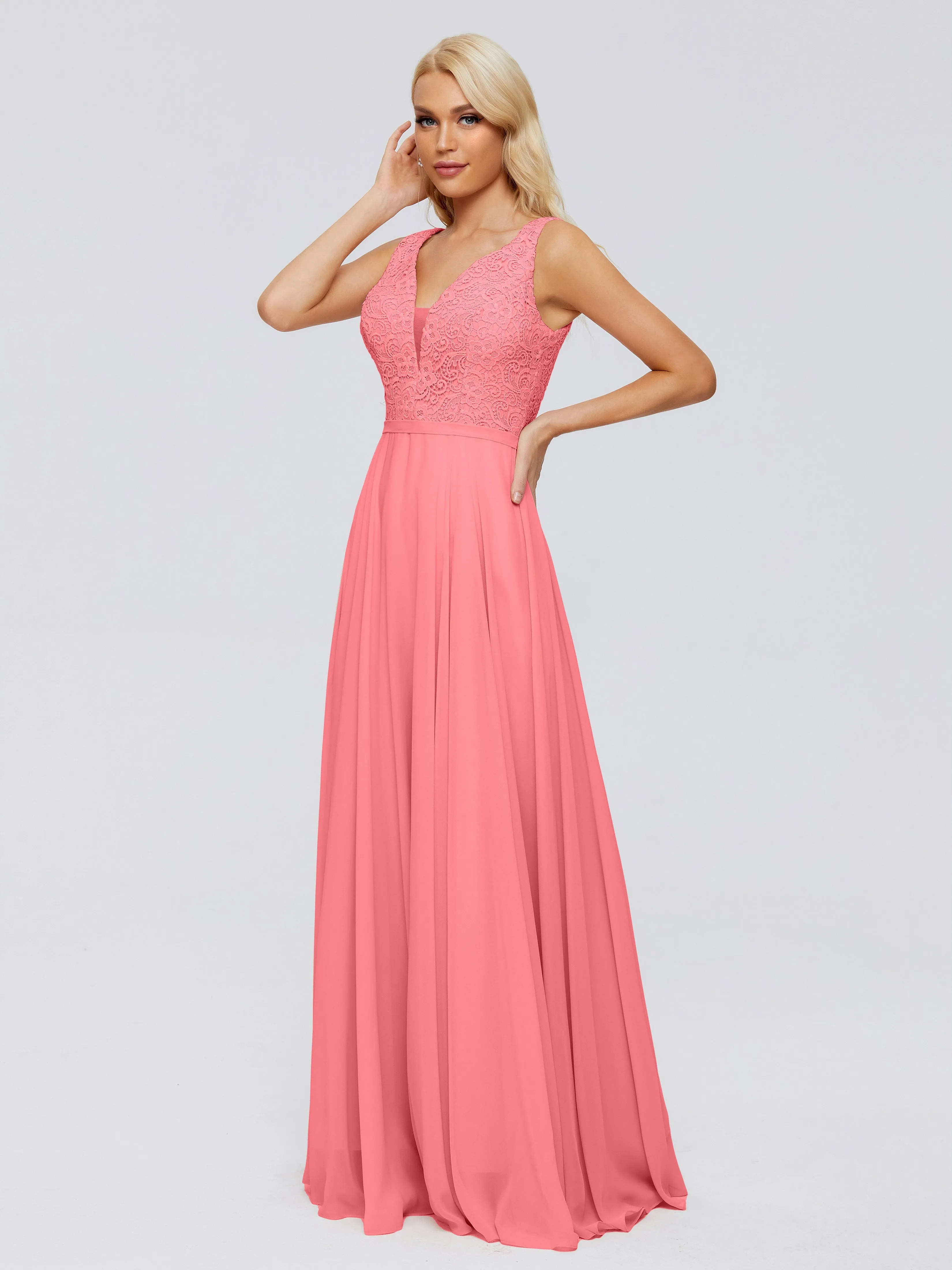 Eliza A-line V Neck Flowy Chiffon Bridesmaid Dresses