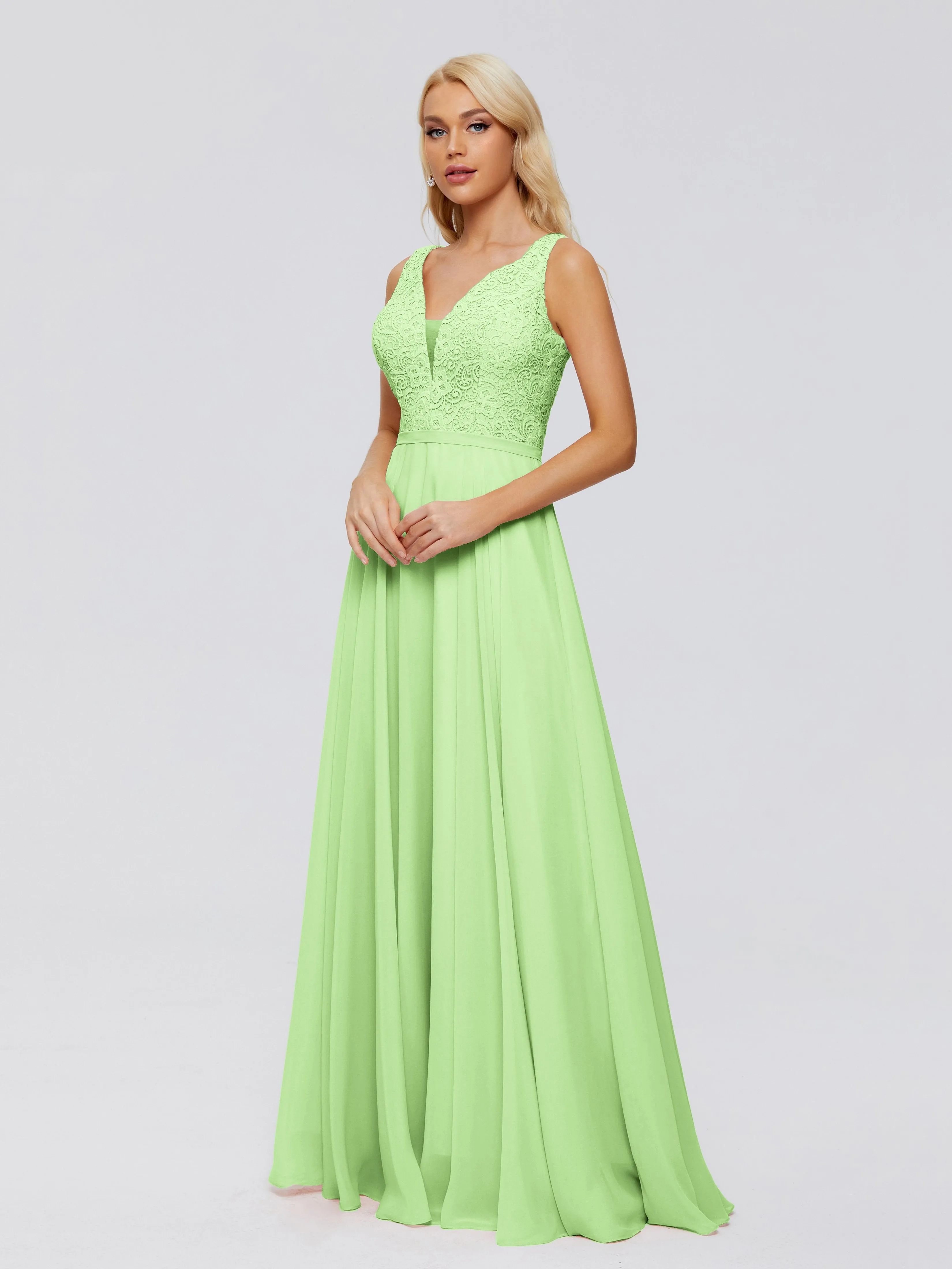 Eliza A-line V Neck Flowy Chiffon Bridesmaid Dresses