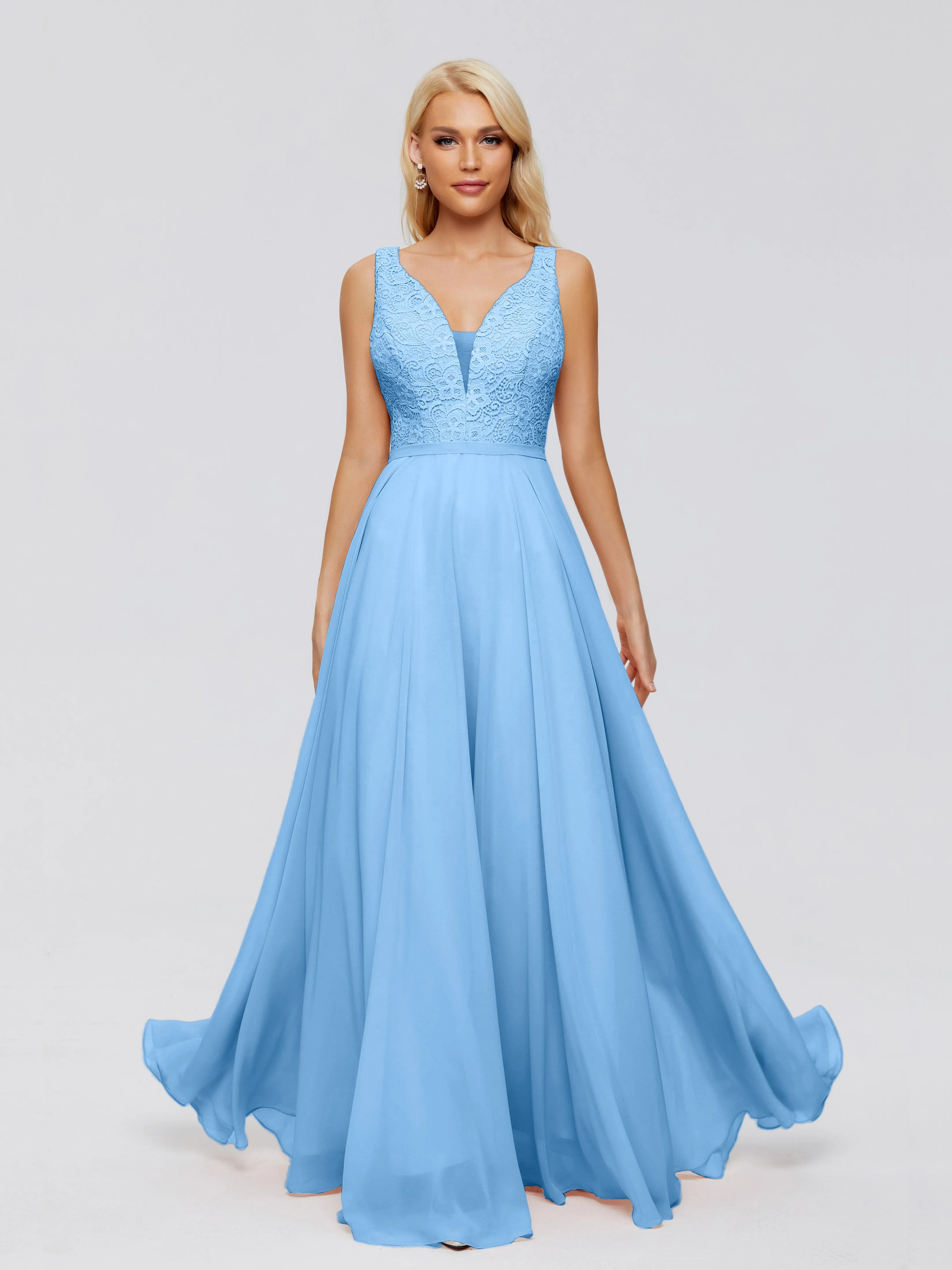 Eliza A-line V Neck Flowy Chiffon Bridesmaid Dresses