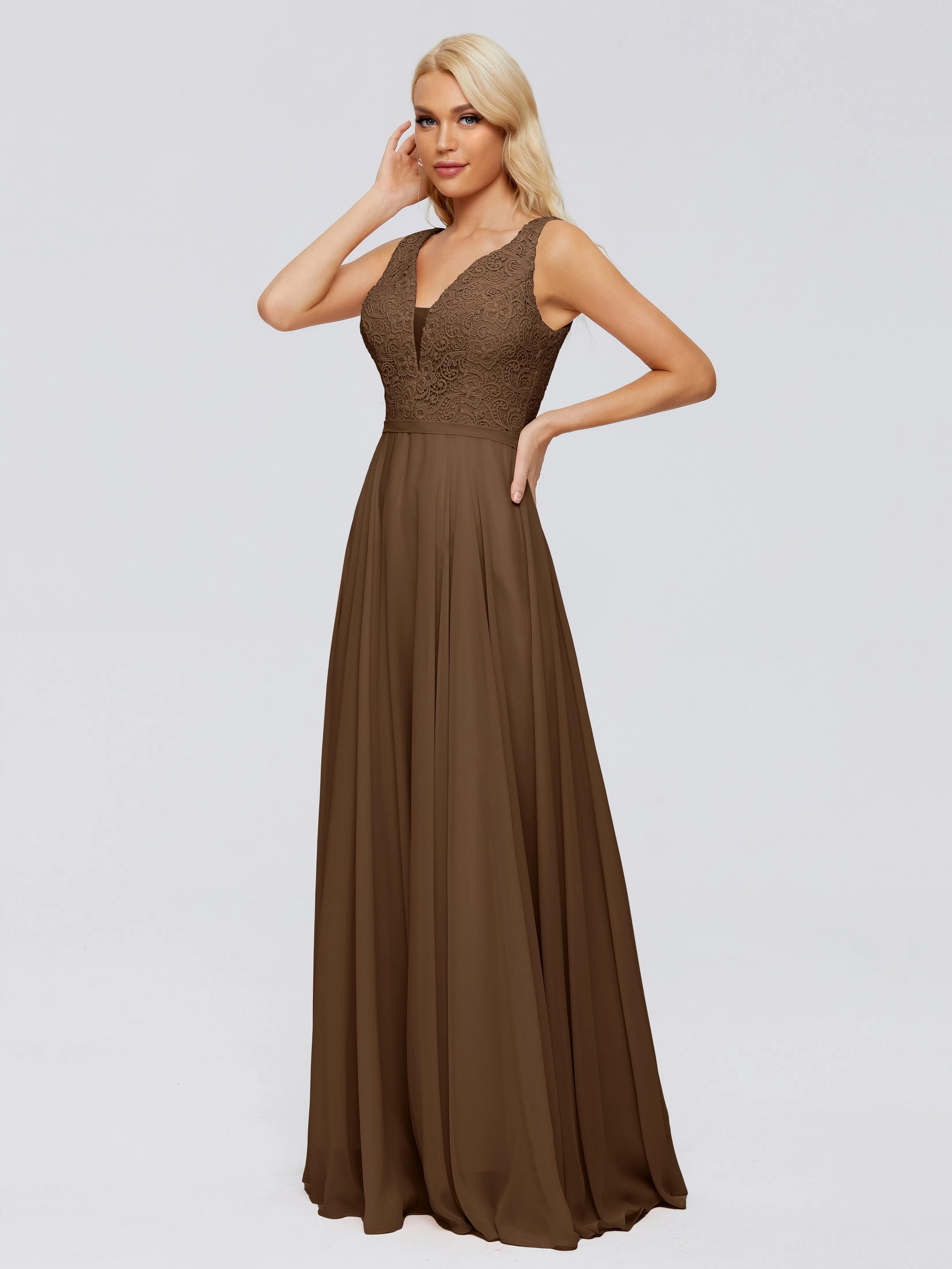 Eliza A-line V Neck Flowy Chiffon Bridesmaid Dresses