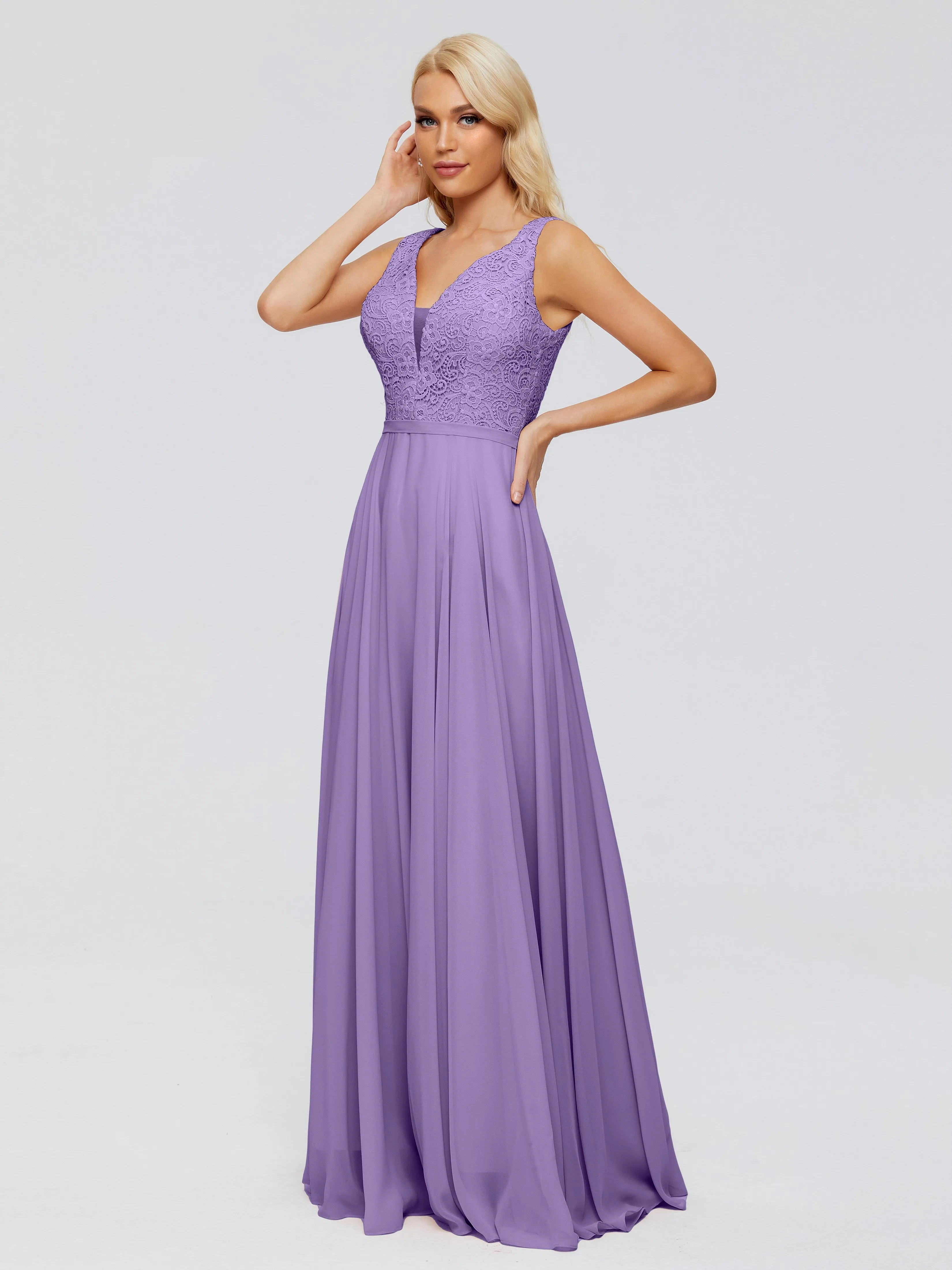 Eliza A-line V Neck Flowy Chiffon Bridesmaid Dresses