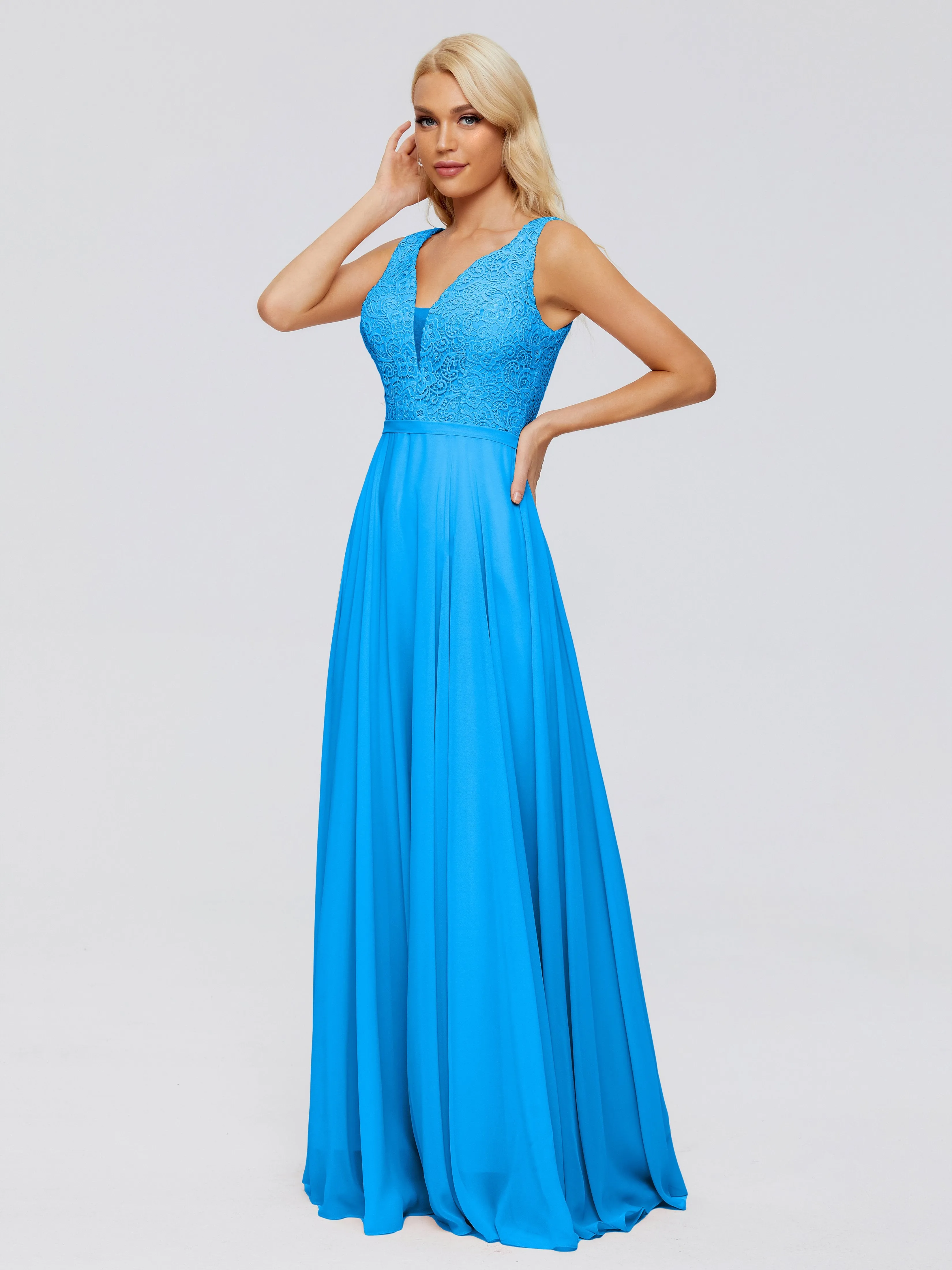 Eliza A-line V Neck Flowy Chiffon Bridesmaid Dresses