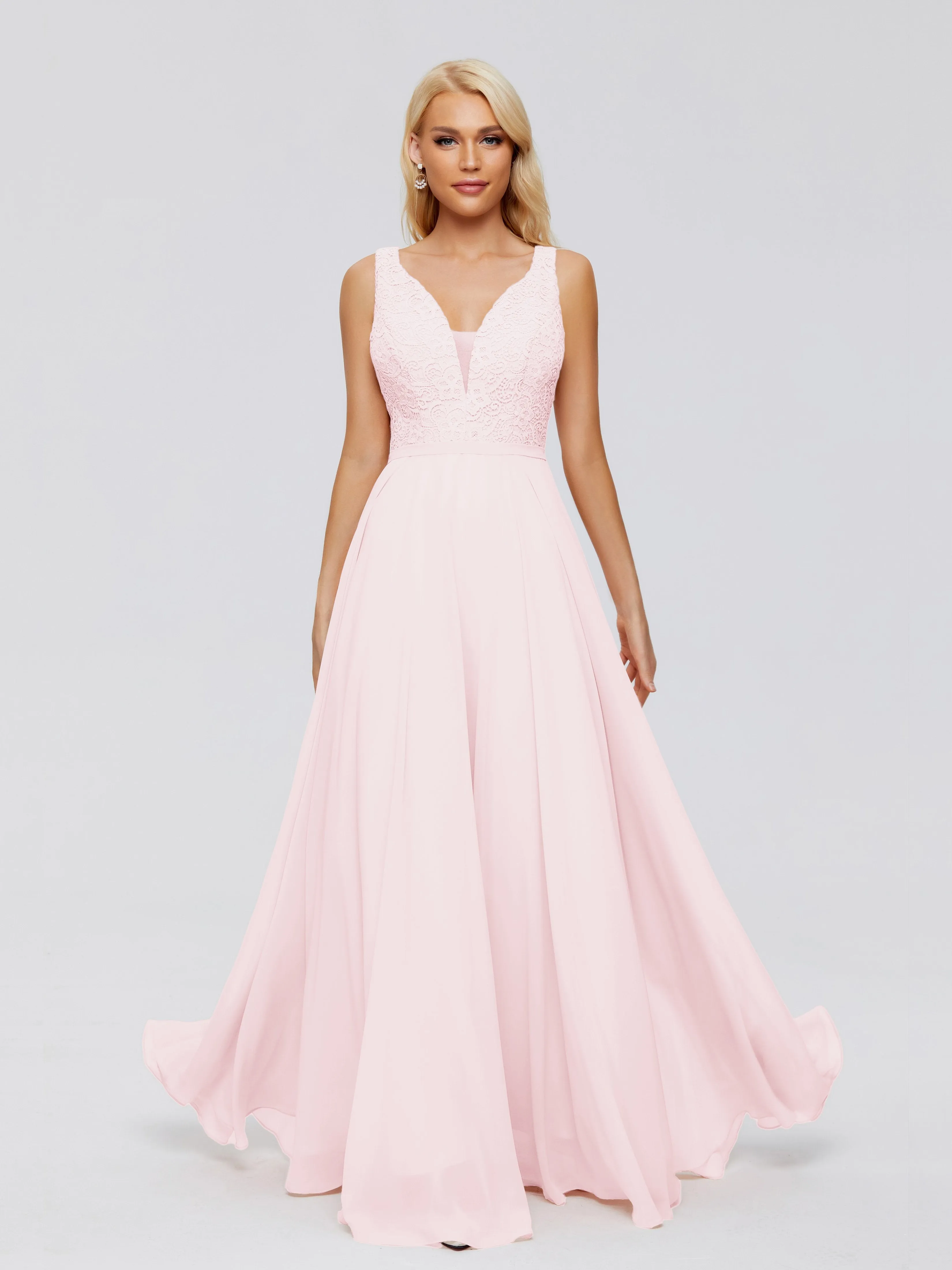 Eliza A-line V Neck Flowy Chiffon Bridesmaid Dresses