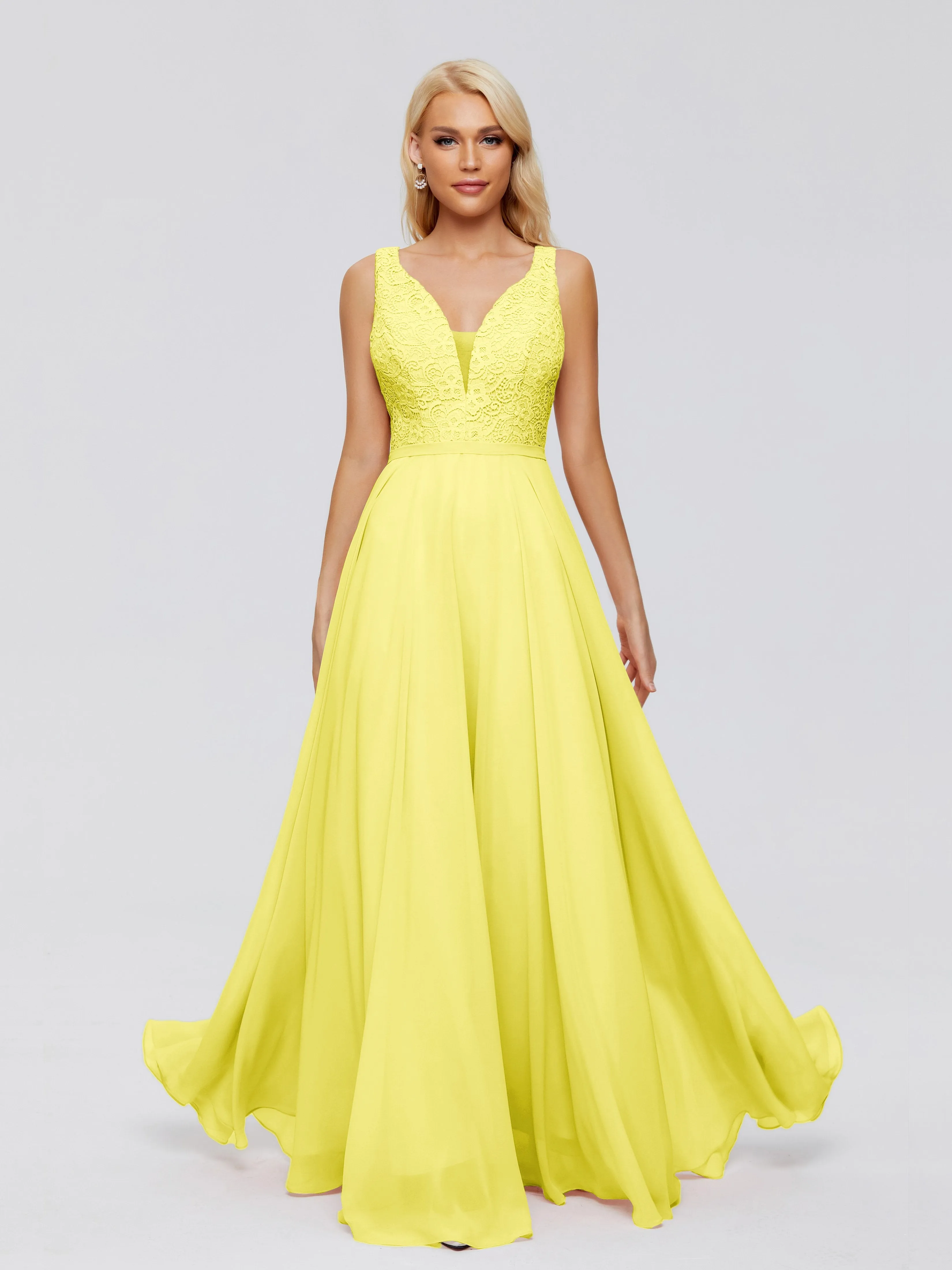 Eliza A-line V Neck Flowy Chiffon Bridesmaid Dresses