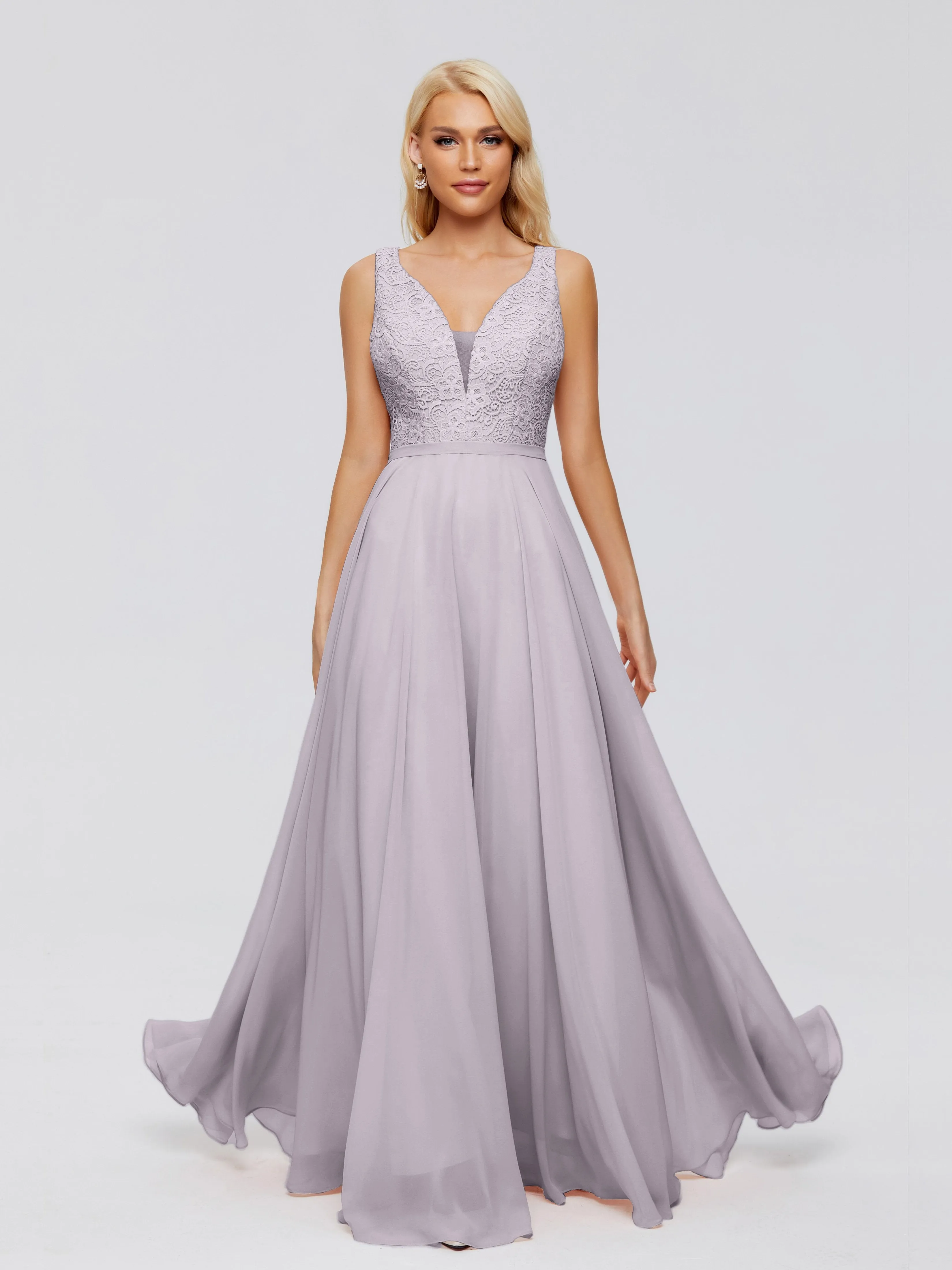 Eliza A-line V Neck Flowy Chiffon Bridesmaid Dresses