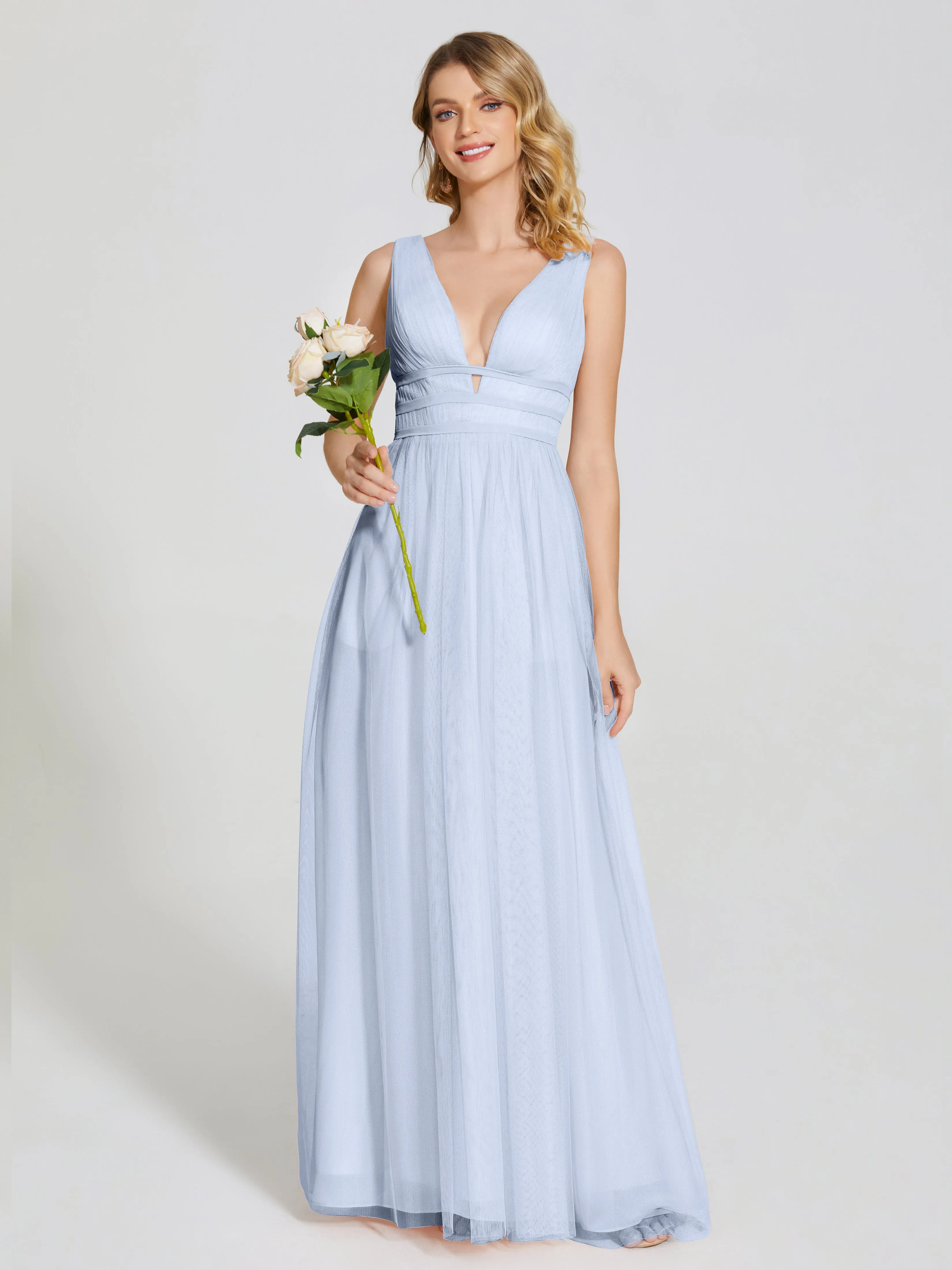 Elliana Flowy V-neck Tulle Bridesmaid Dresses