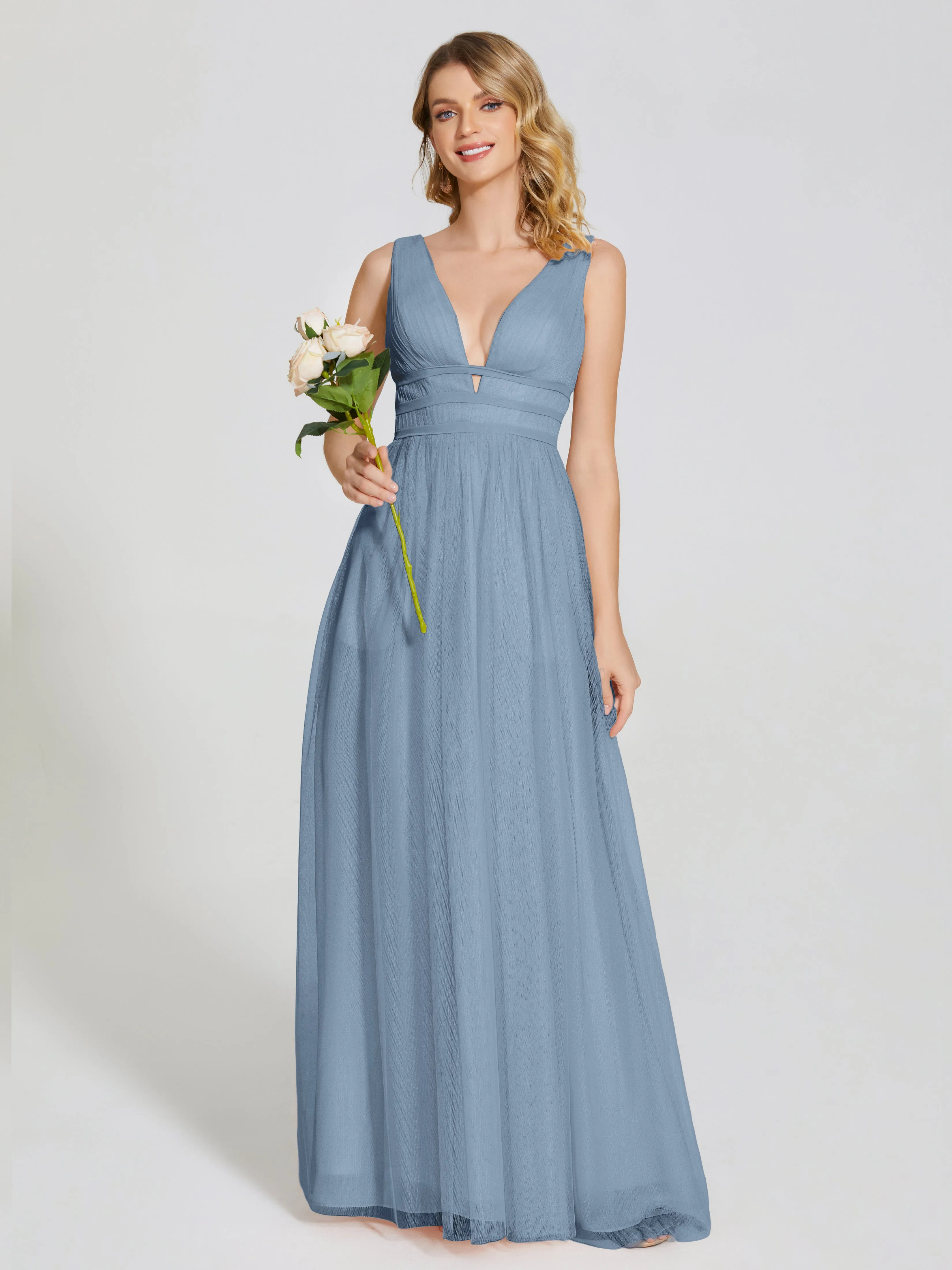 Elliana Flowy V-neck Tulle Bridesmaid Dresses