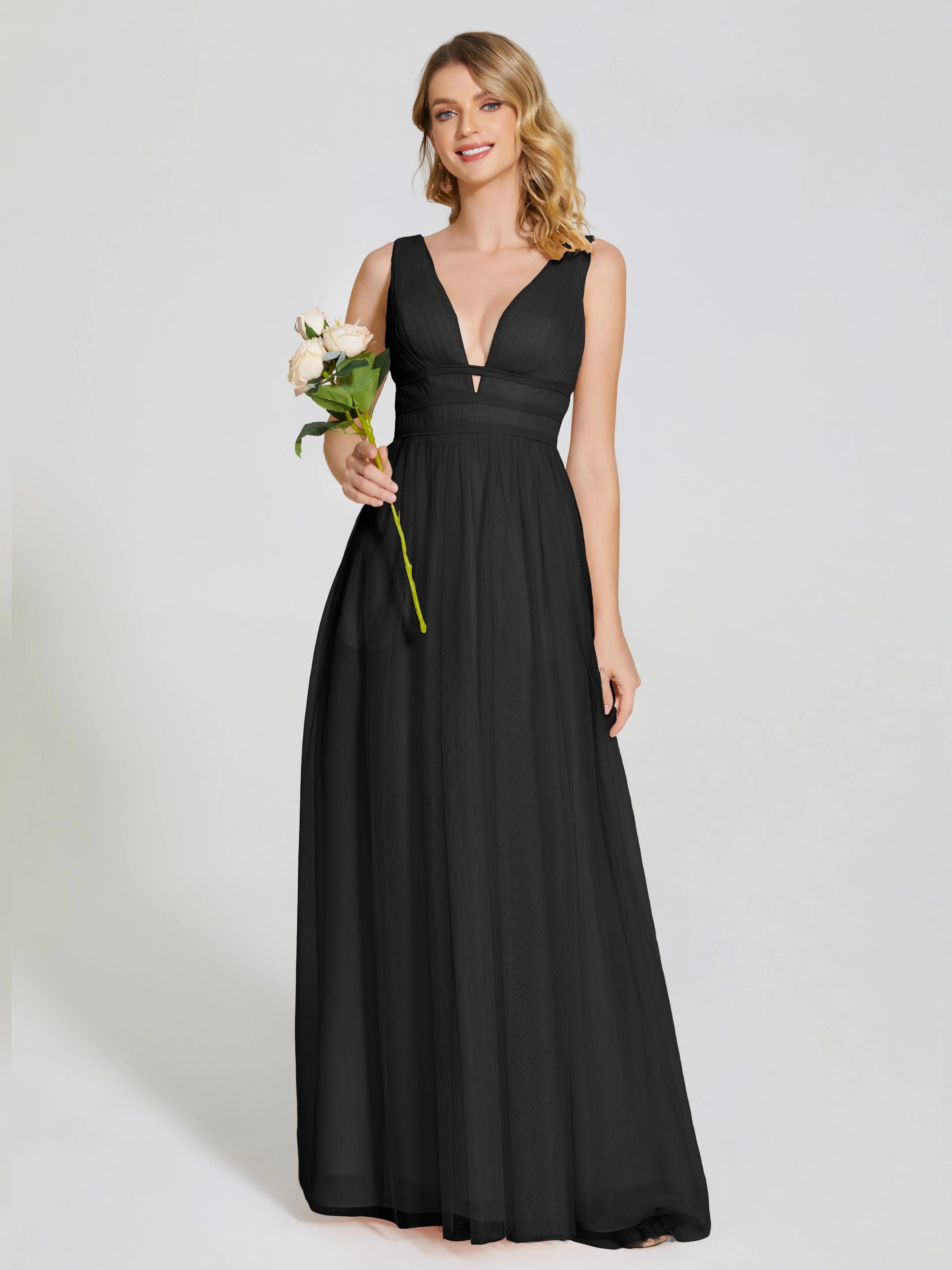 Elliana Flowy V-neck Tulle Bridesmaid Dresses