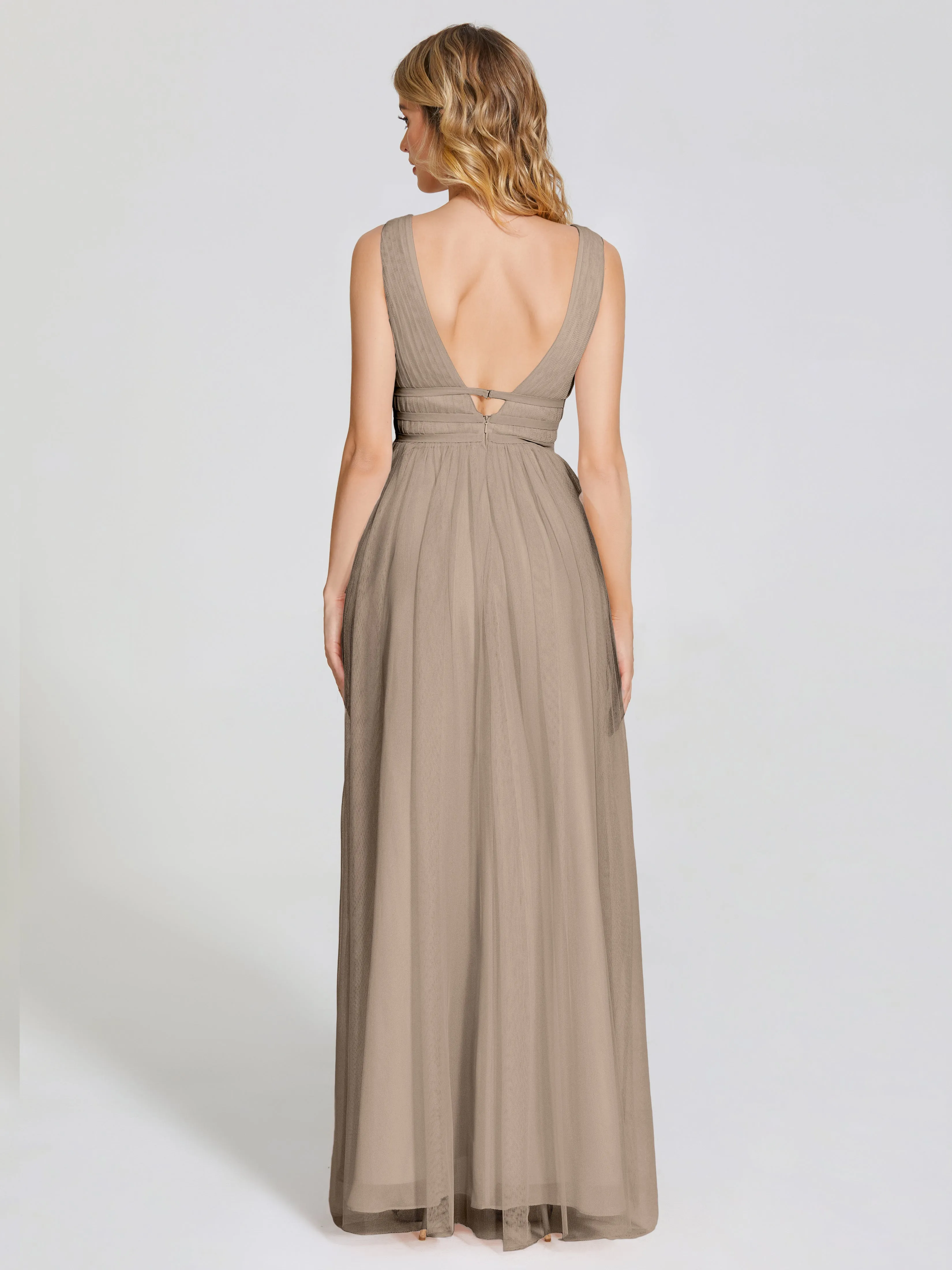 Elliana Flowy V-neck Tulle Bridesmaid Dresses