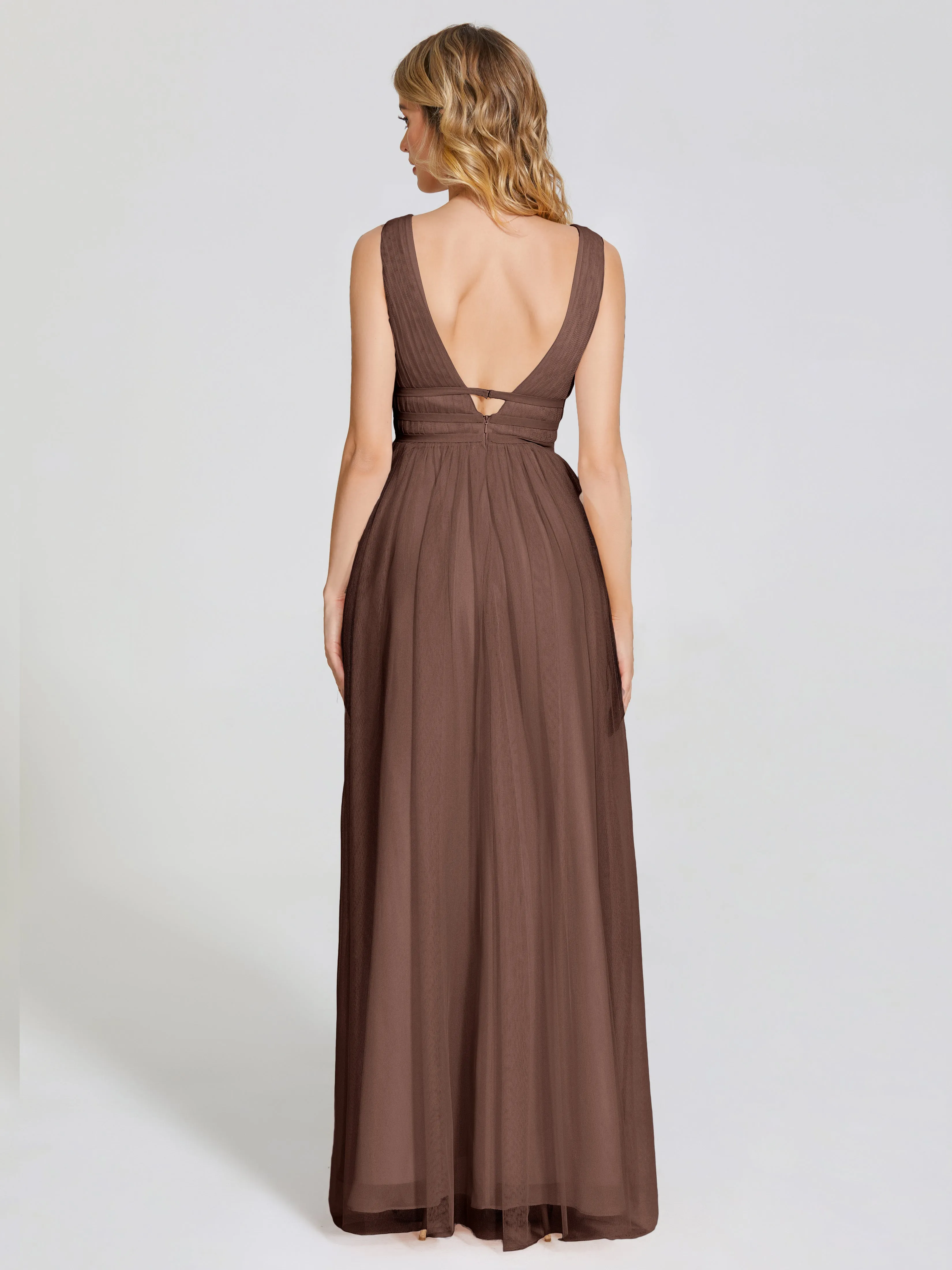 Elliana Flowy V-neck Tulle Bridesmaid Dresses