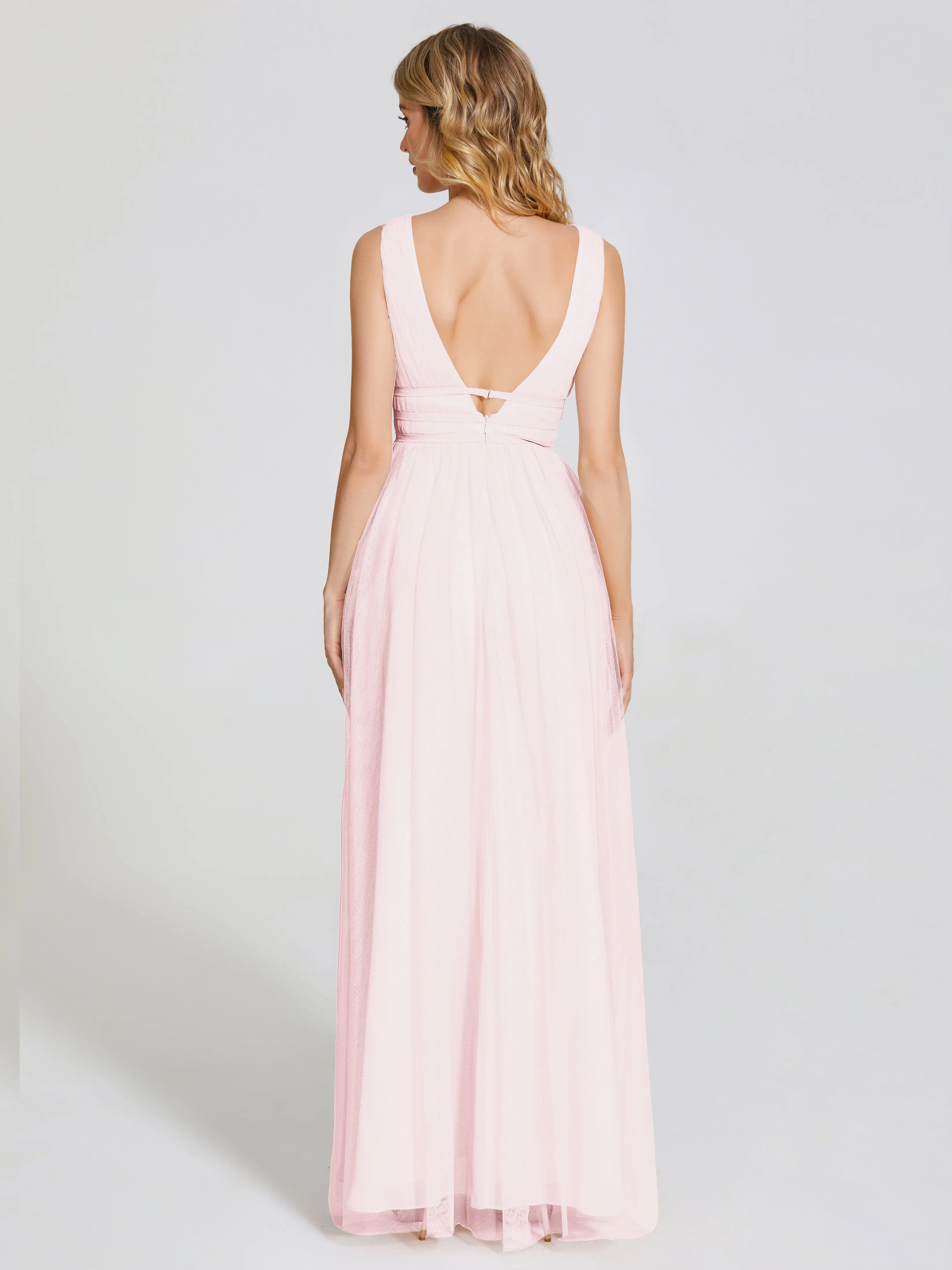 Elliana Flowy V-neck Tulle Bridesmaid Dresses