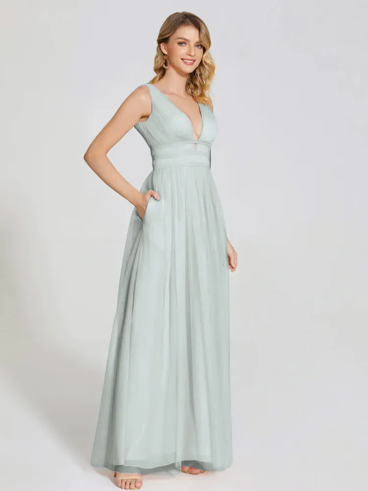 Elliana Flowy V-neck Tulle Bridesmaid Dresses