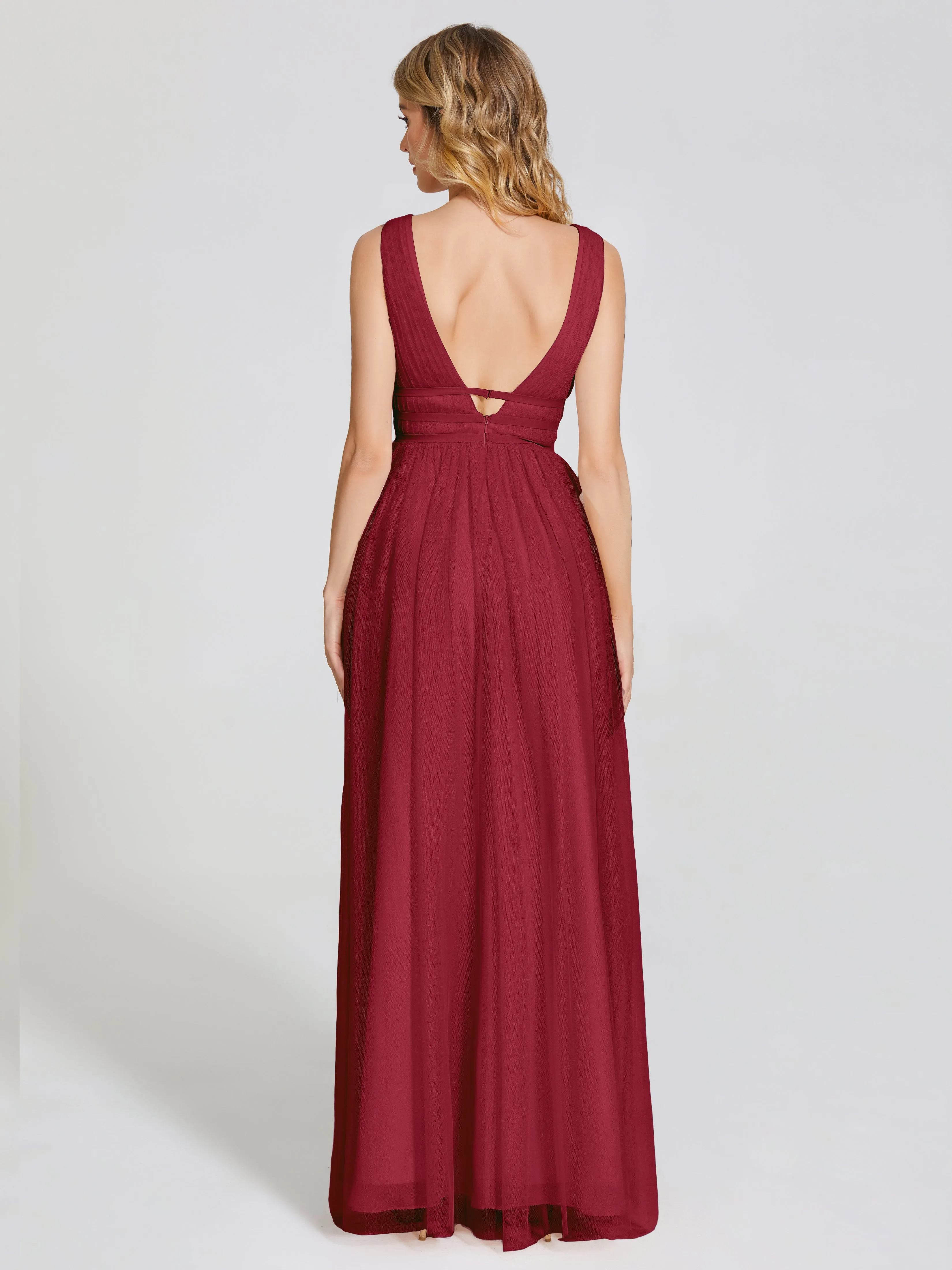 Elliana Flowy V-neck Tulle Bridesmaid Dresses