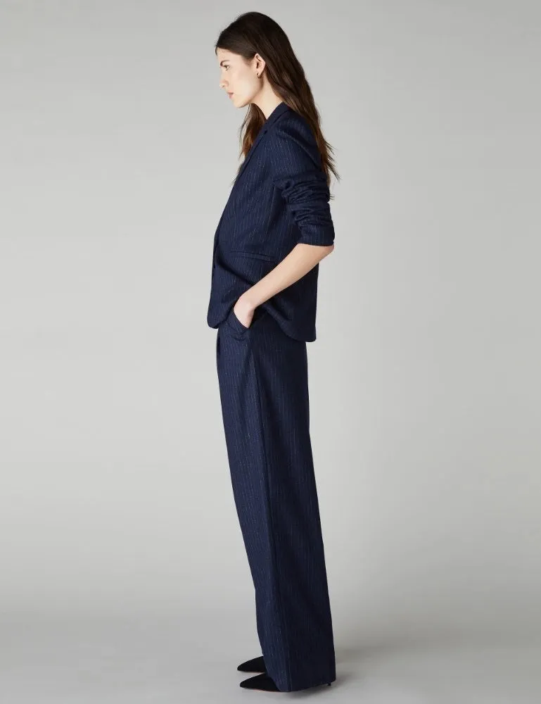 Emme Torre2 Trouser Navy Pinstripes