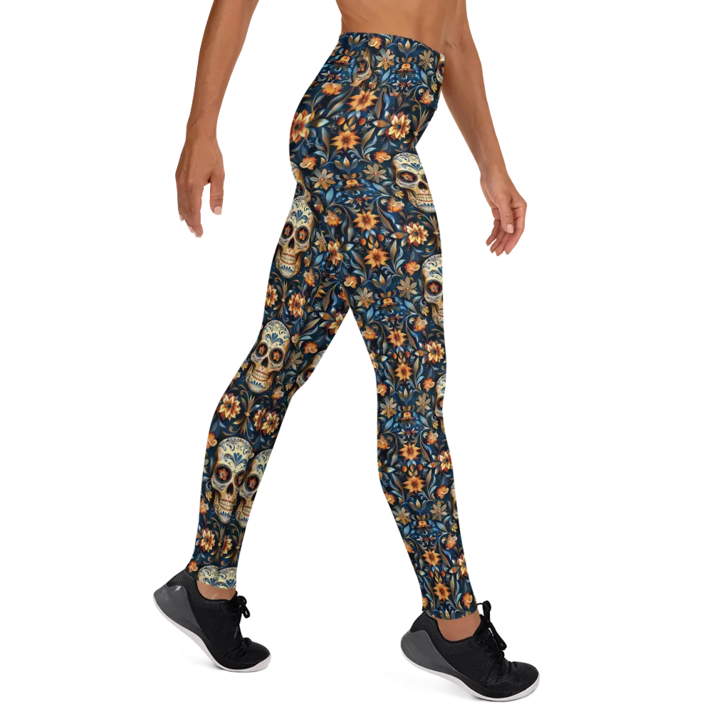 Festival Blue Sugar Skull Yoga Pants