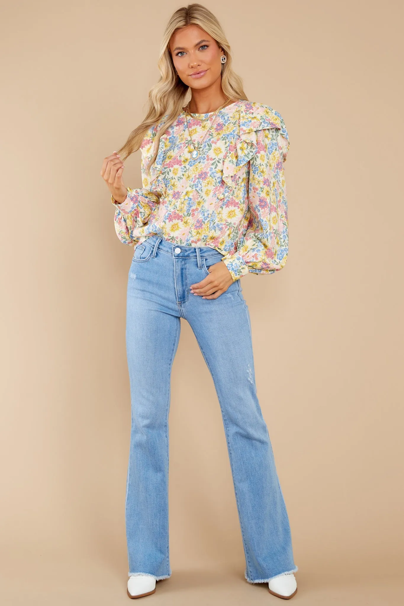 Have A Glow Yellow Multi Floral Print Top