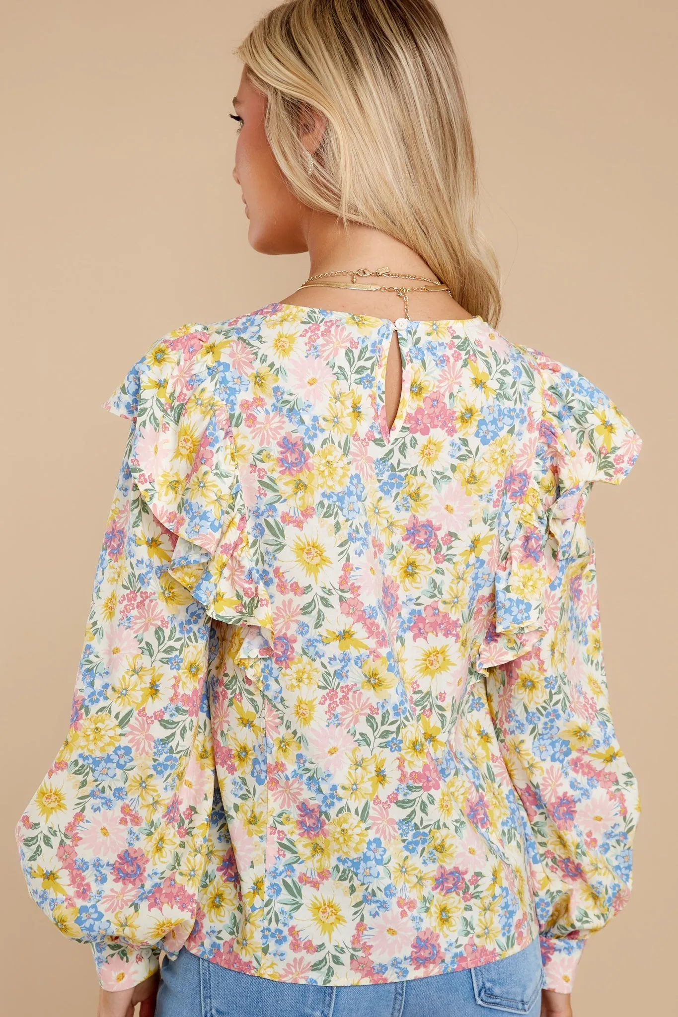 Have A Glow Yellow Multi Floral Print Top