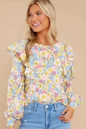 Have A Glow Yellow Multi Floral Print Top