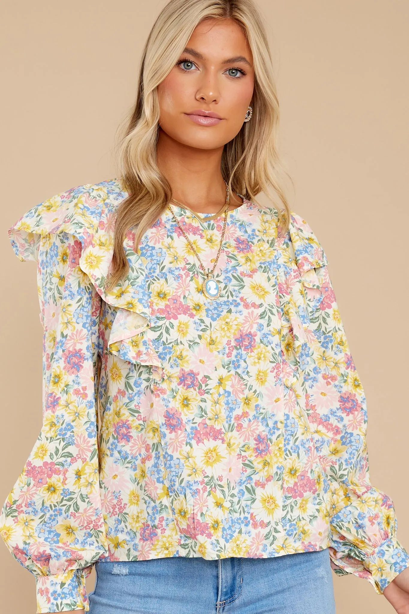 Have A Glow Yellow Multi Floral Print Top