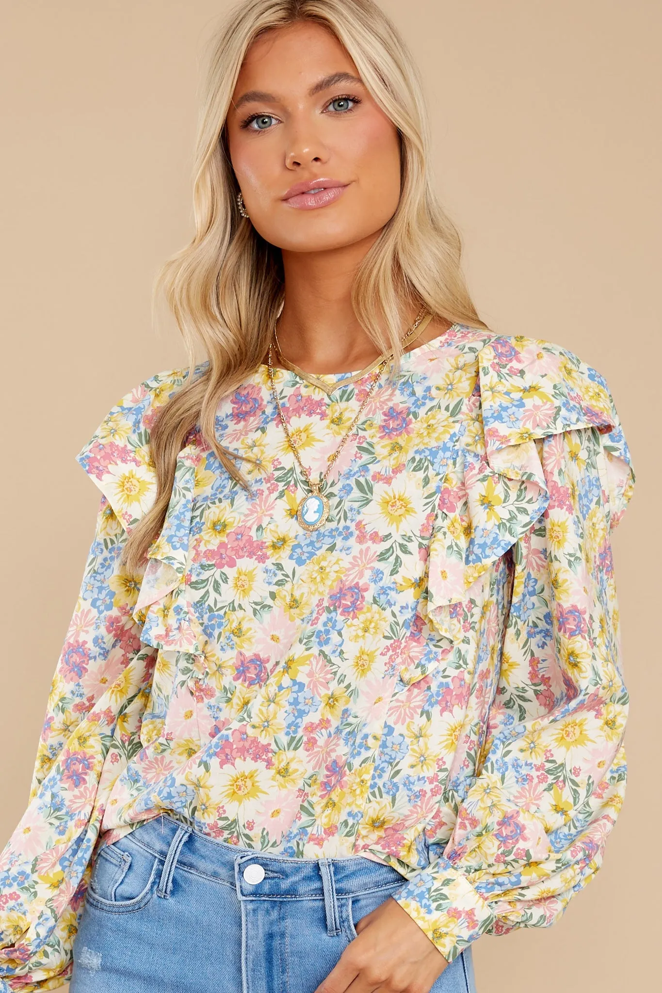 Have A Glow Yellow Multi Floral Print Top