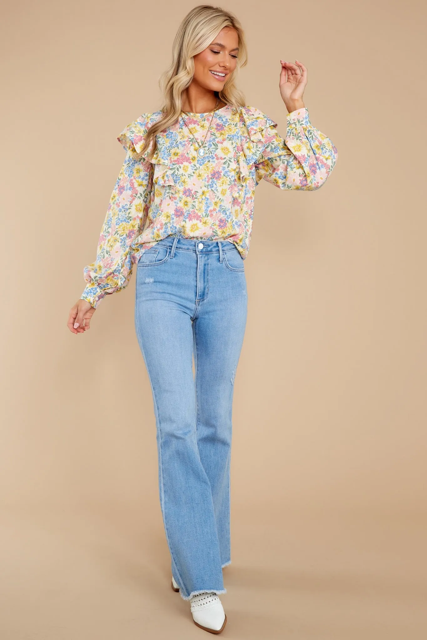 Have A Glow Yellow Multi Floral Print Top