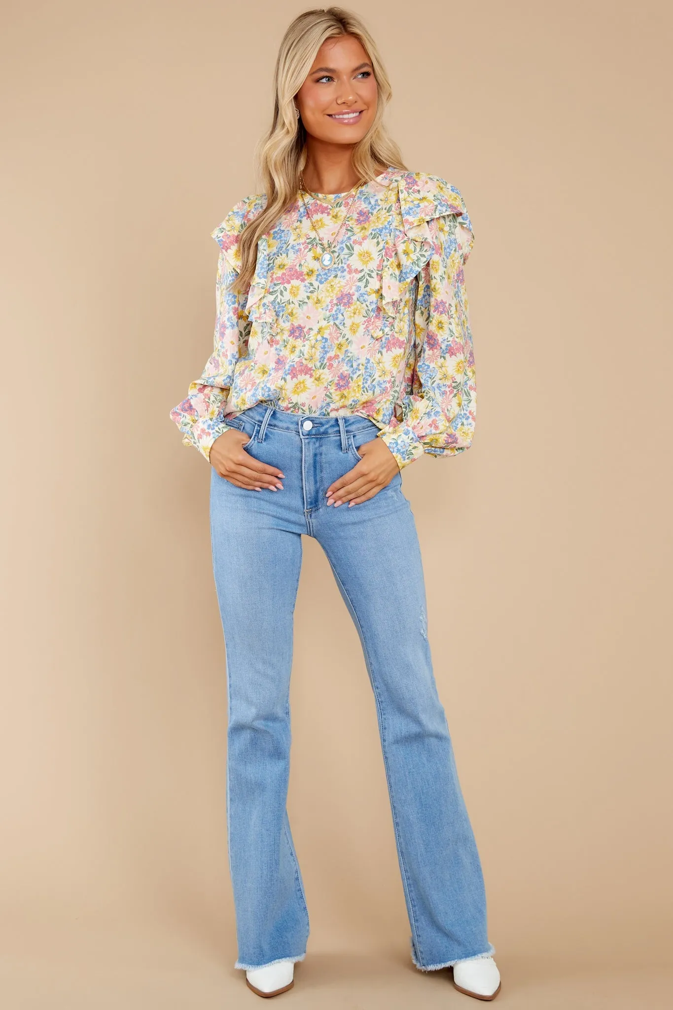 Have A Glow Yellow Multi Floral Print Top