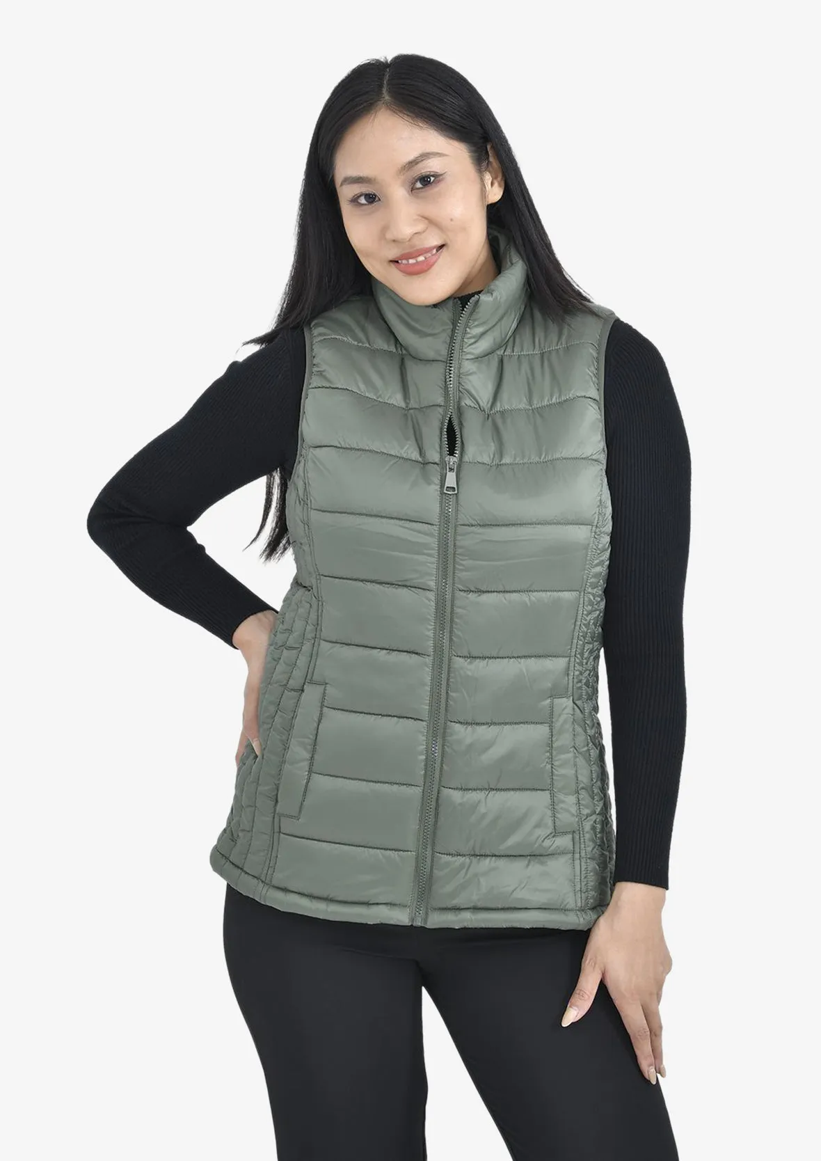 High-Neck Quilted Gilet