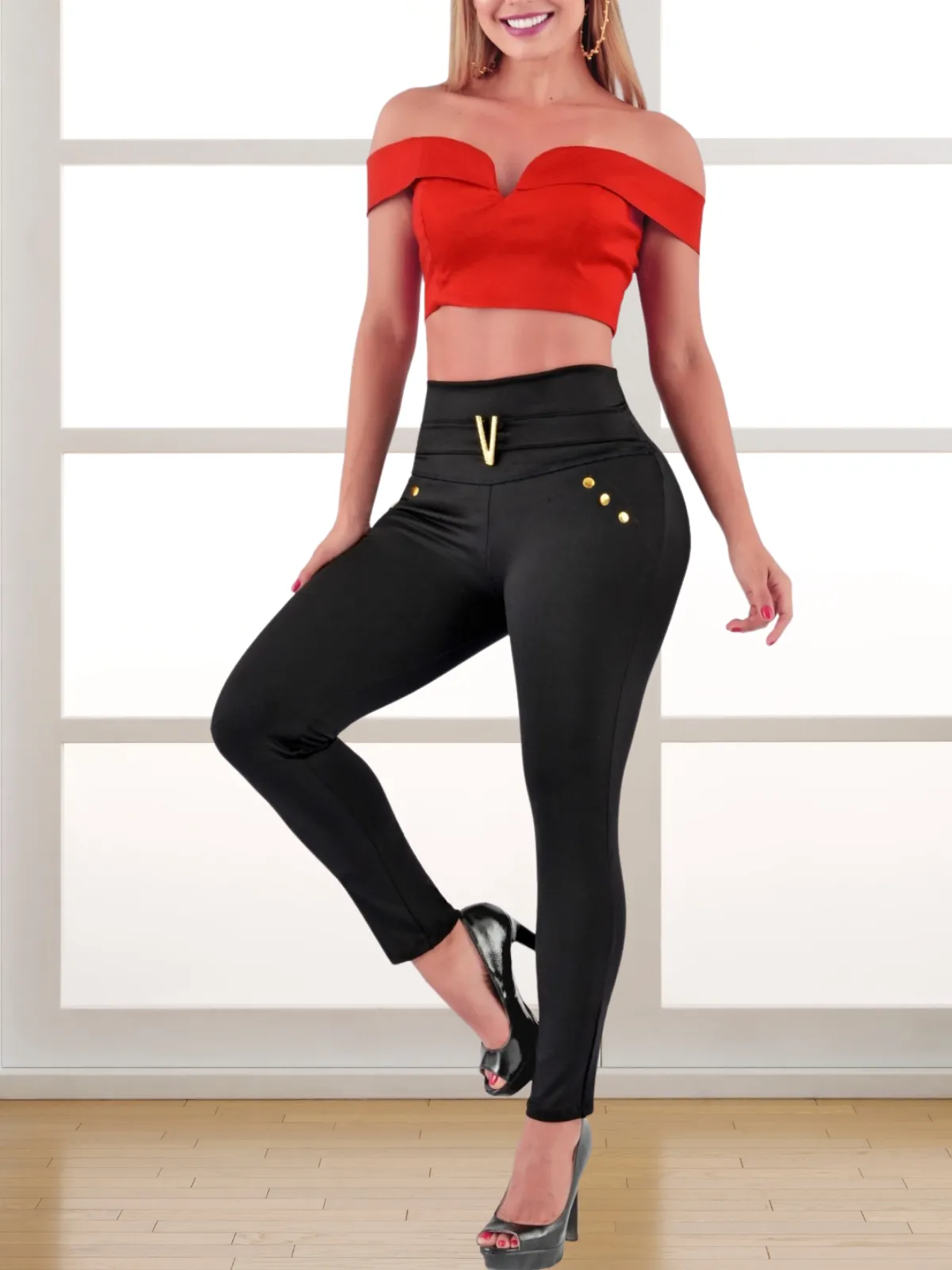 High-Waisted Shapewear Dress Pants with PowerNet and Butt Lift